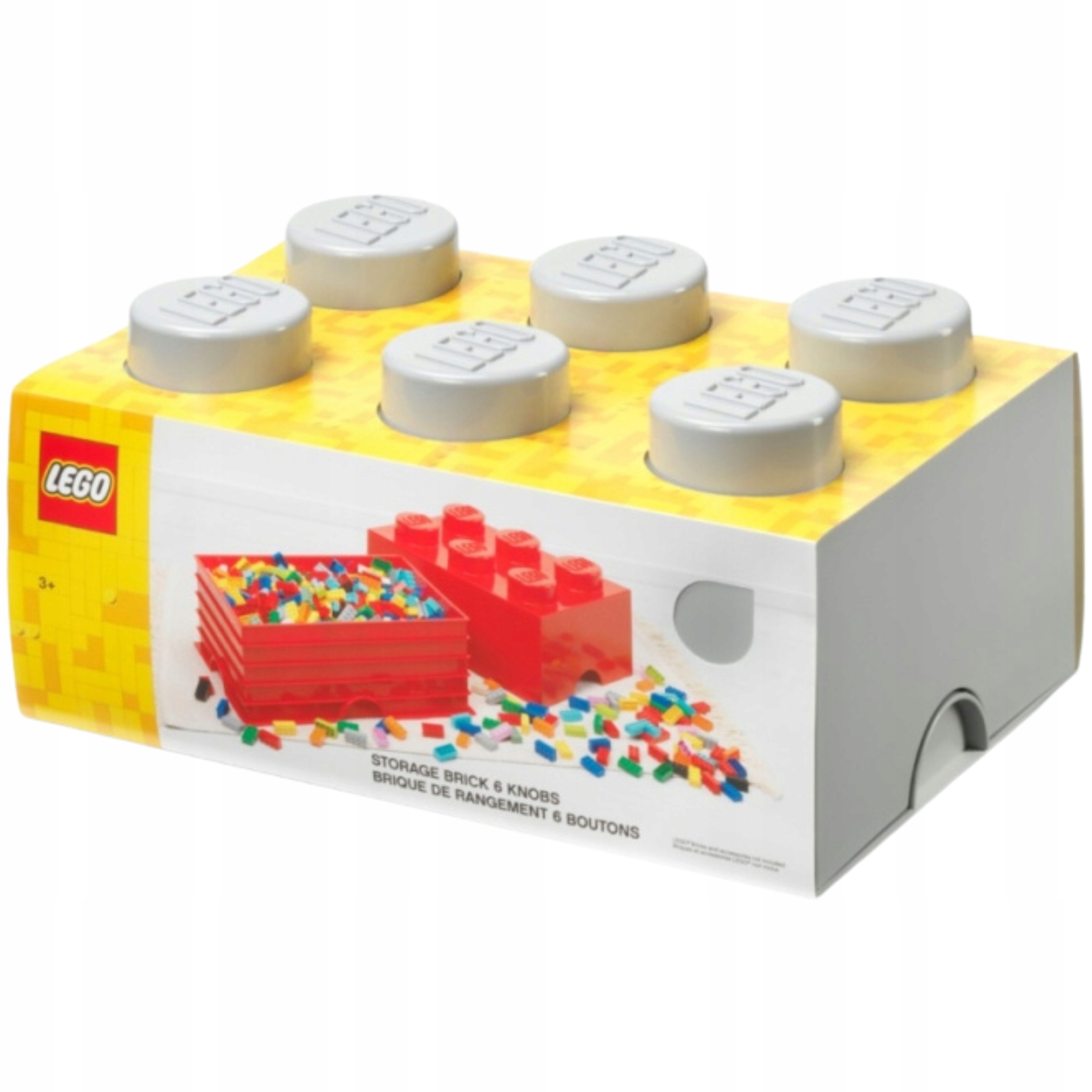 Lego plastový box Tvar kostky Lego Šedý 37,5 x 25 x 18 cm