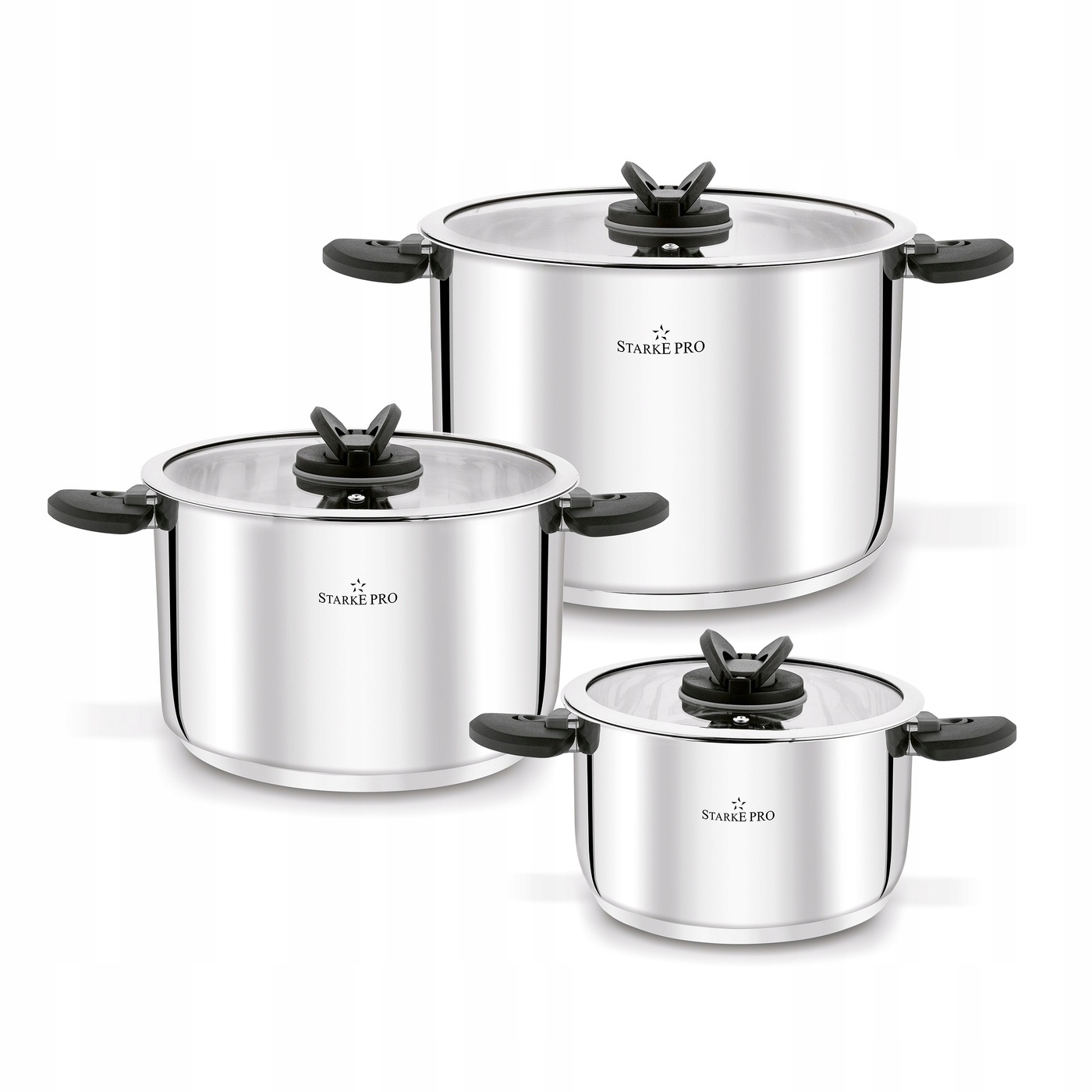 Starke Pro sada hrnců se skládacími rukojeťmi Secare 6 dílů