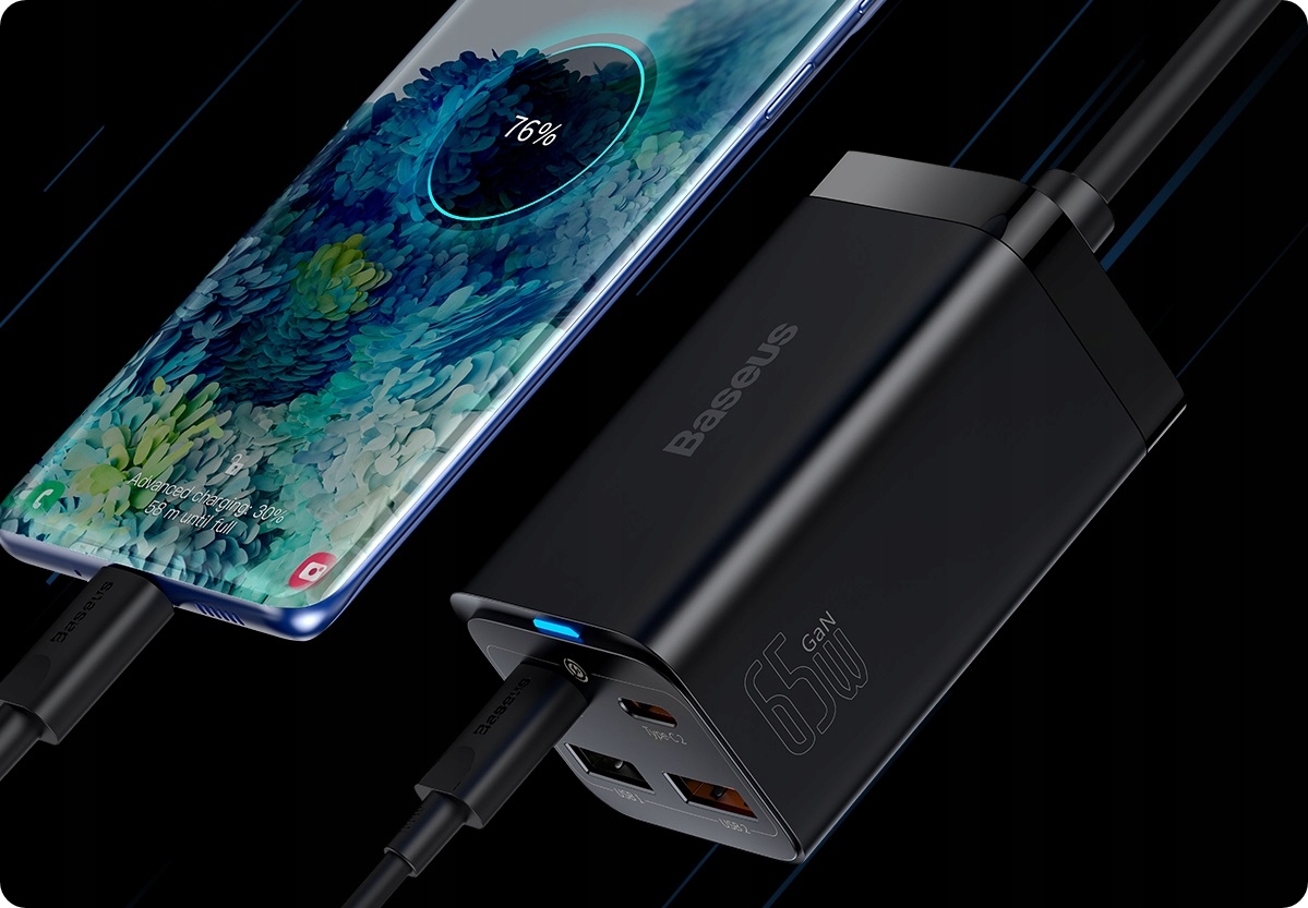 UNIWERSALNA ŁADOWARKA SIECIOWA LISTWA ZASILACZ 4x USB USB-C QC PD MOC 65W Zgodność ze standardem Quick Charge 1.0 Quick Charge 2.0 Quick Charge 3.0 Quick Charge 4.0