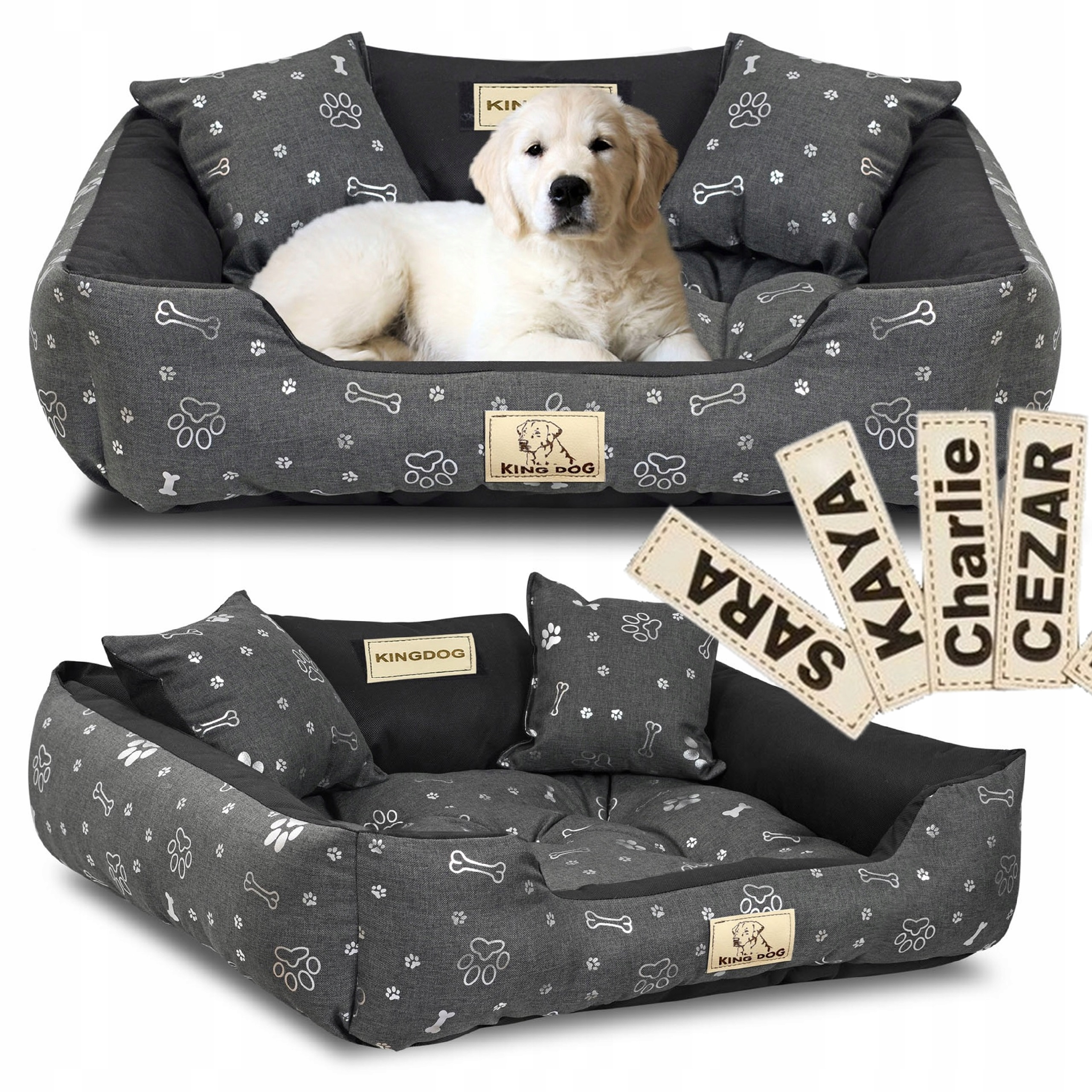 Pelíšek pro psa kočku Potah Pohovka Kotec Vodotěsná Jméno 75x65 cm