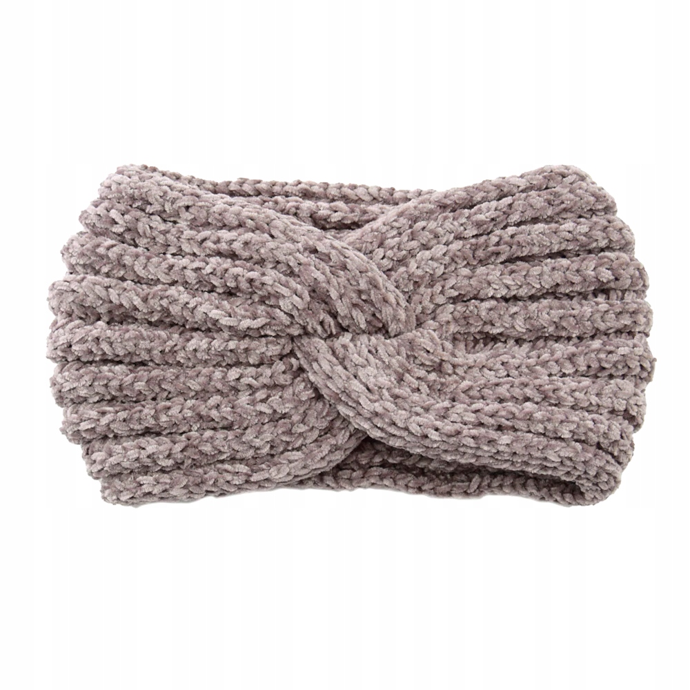 

Opaska na głowę lawendowa włóczkowa turban węzeł