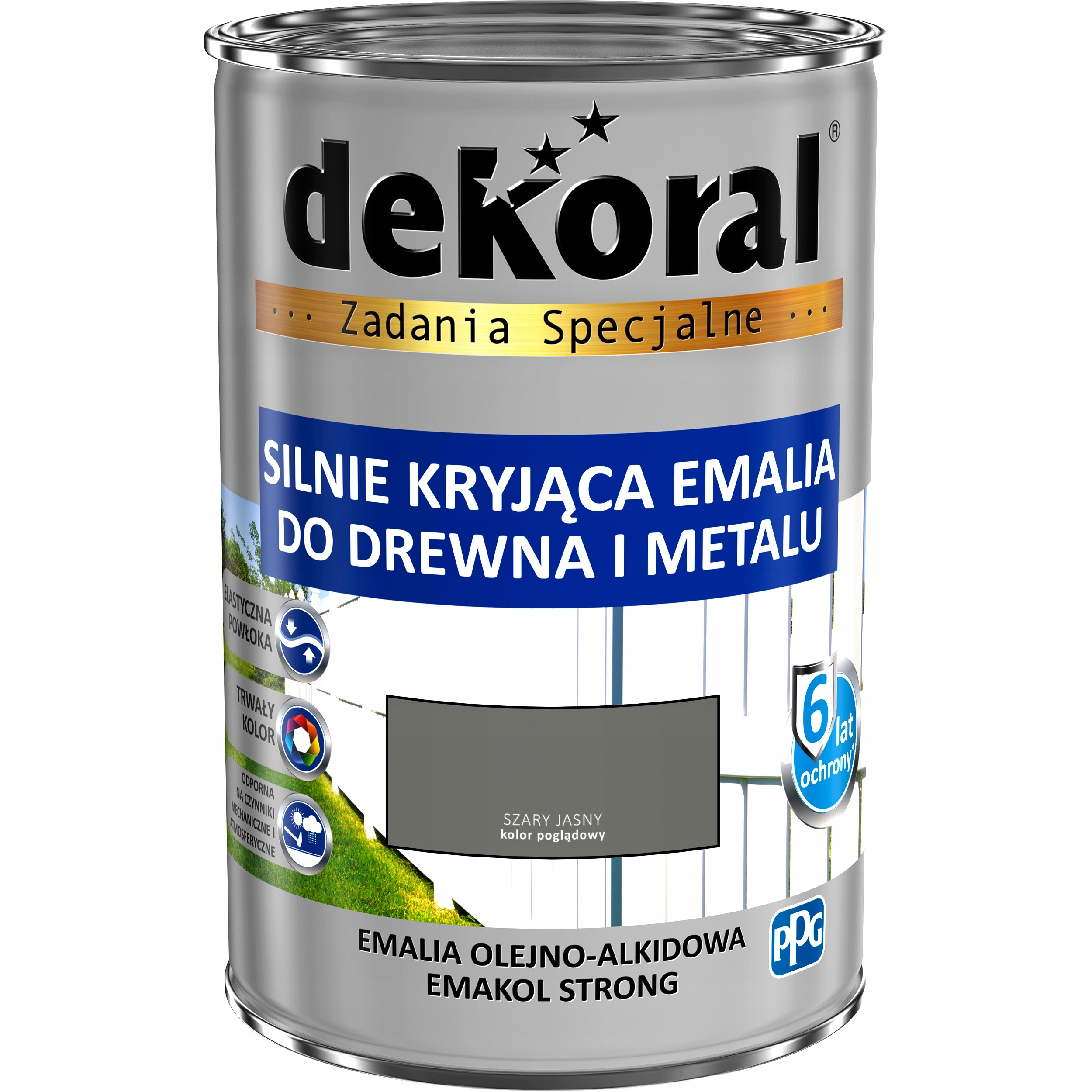 EMAKOL STRONG DO DREWNA I METALU SZARY JASNY 5L