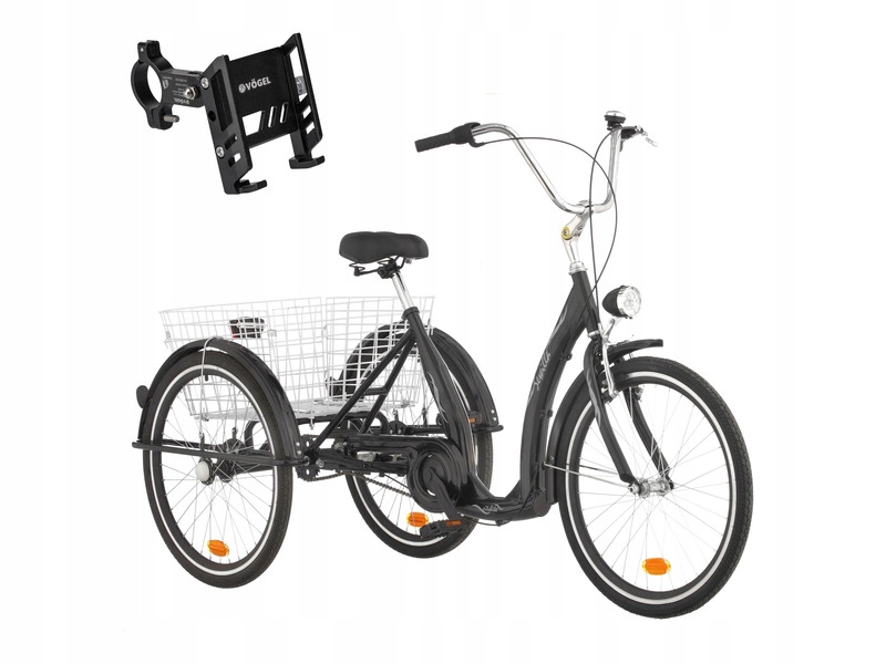 Rower trójkołowy Sewilla A3B 24 cale damski Czarny Uchwyt Vögel VUC601