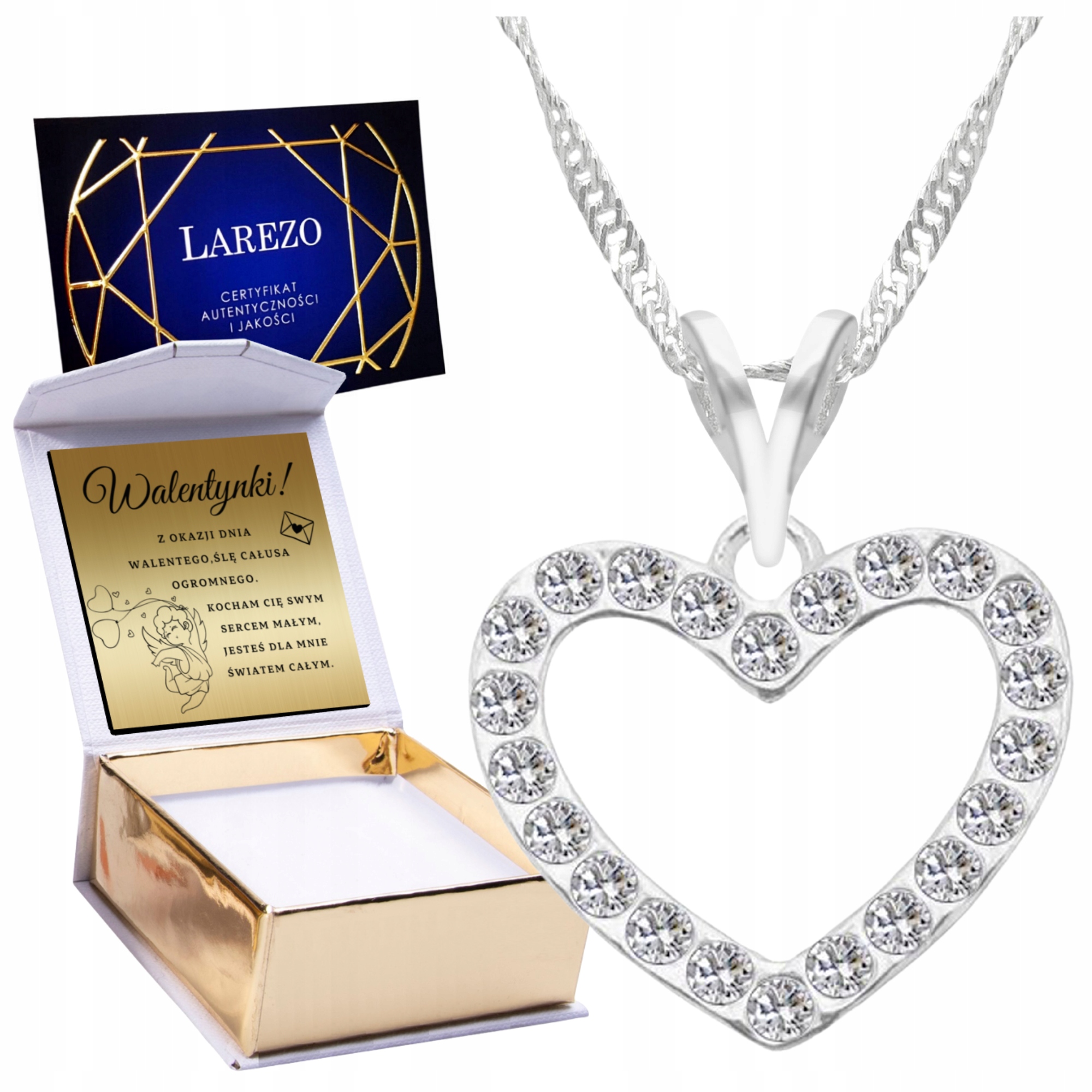 Stříbrný náhrdelník Srdce Zirkony Srdíčko s zirkony Stříbro 925 Gravírování