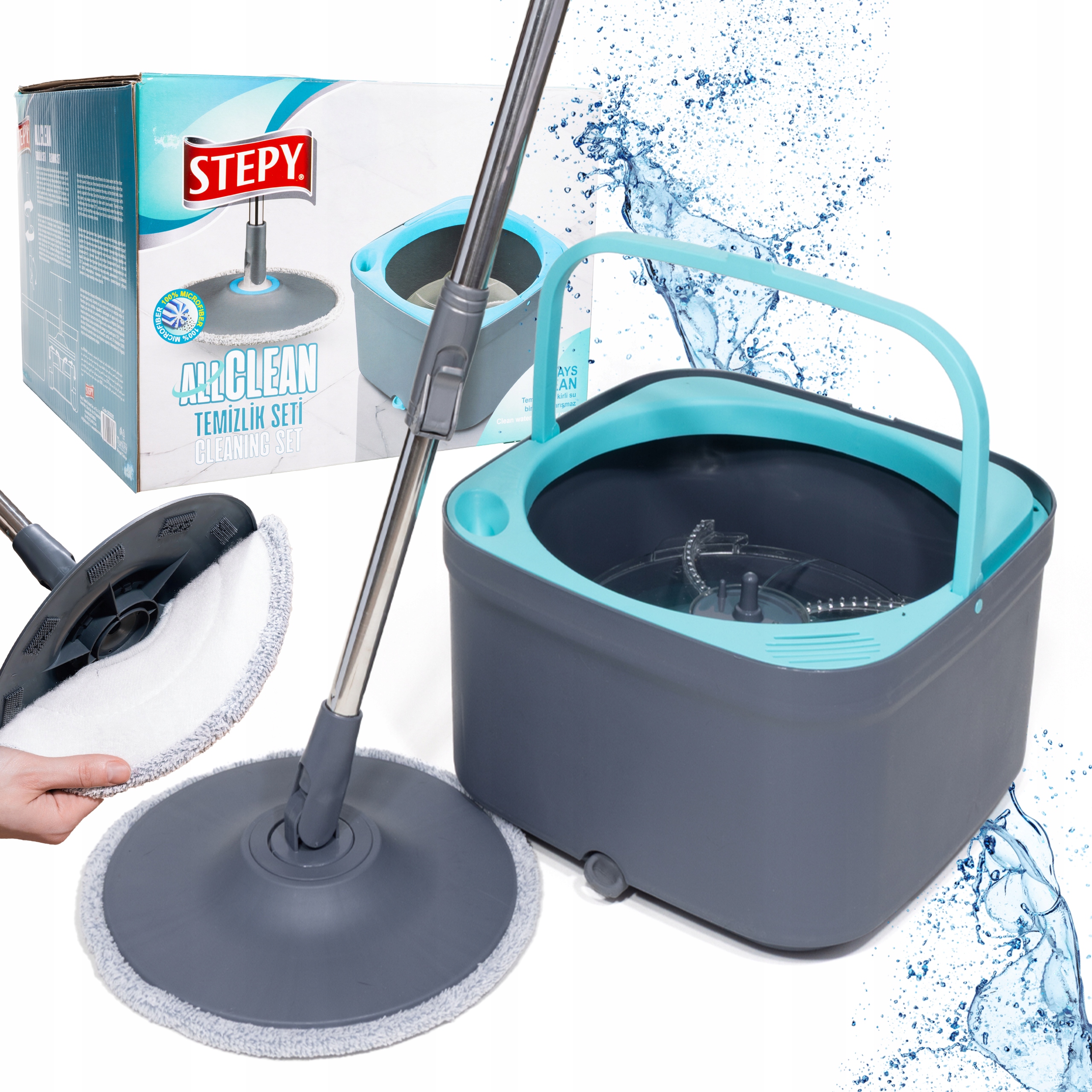 Rotační rotační mop s kbelíkem, dvoukomorový Stepy All Clean