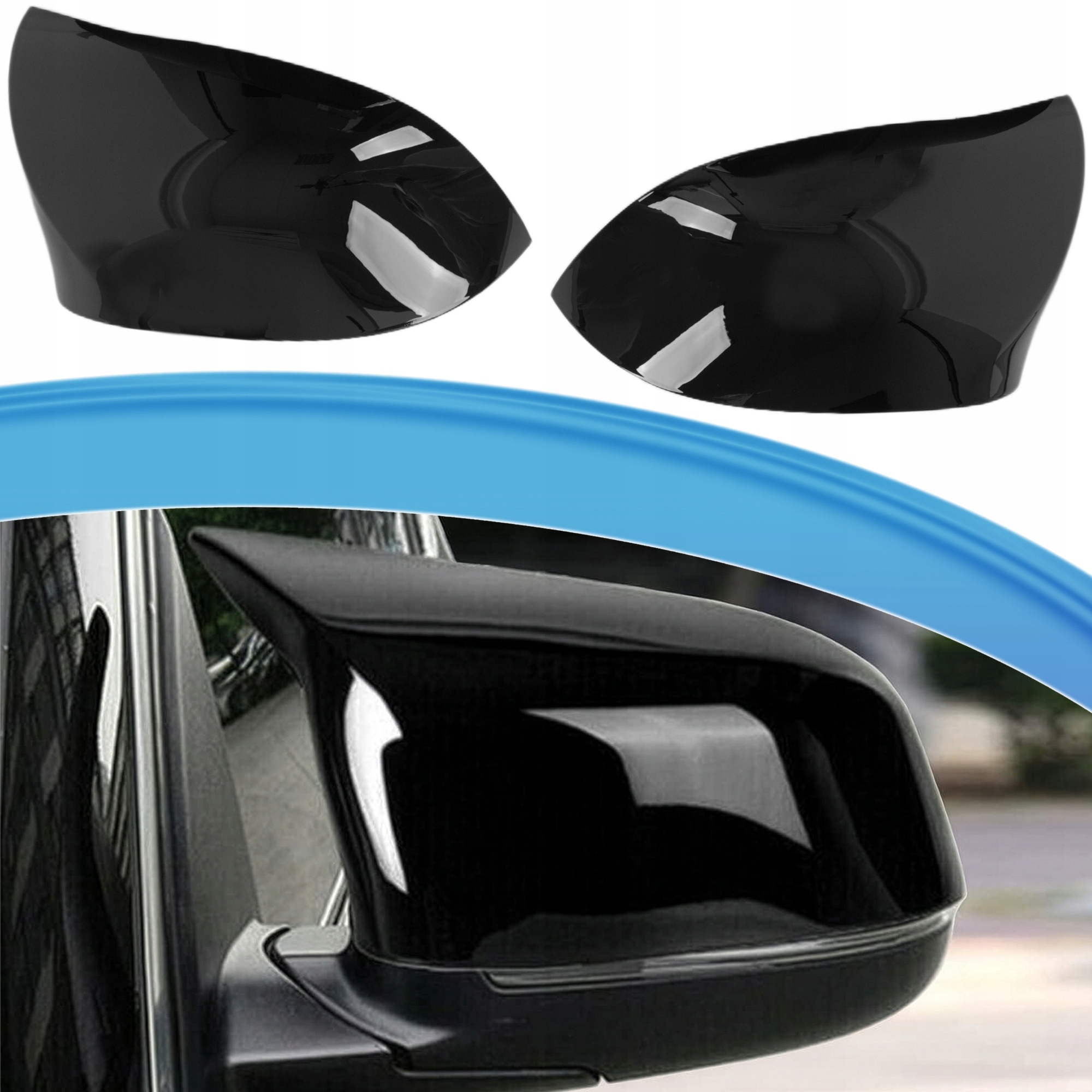 Krytka zrcátka pro Bmw X3 F25 X4 F26 X5 F15 X6 F16 Černý Lesk