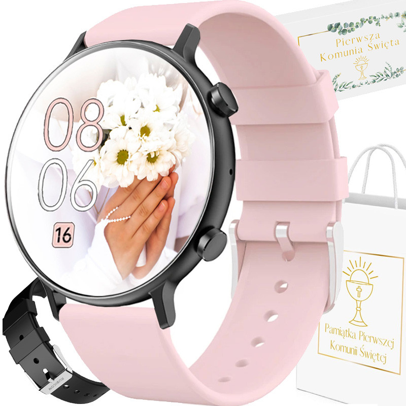 Zegarek dziewczęcy Komunijny Smartwatch Rubicon Rozmowy Kroki