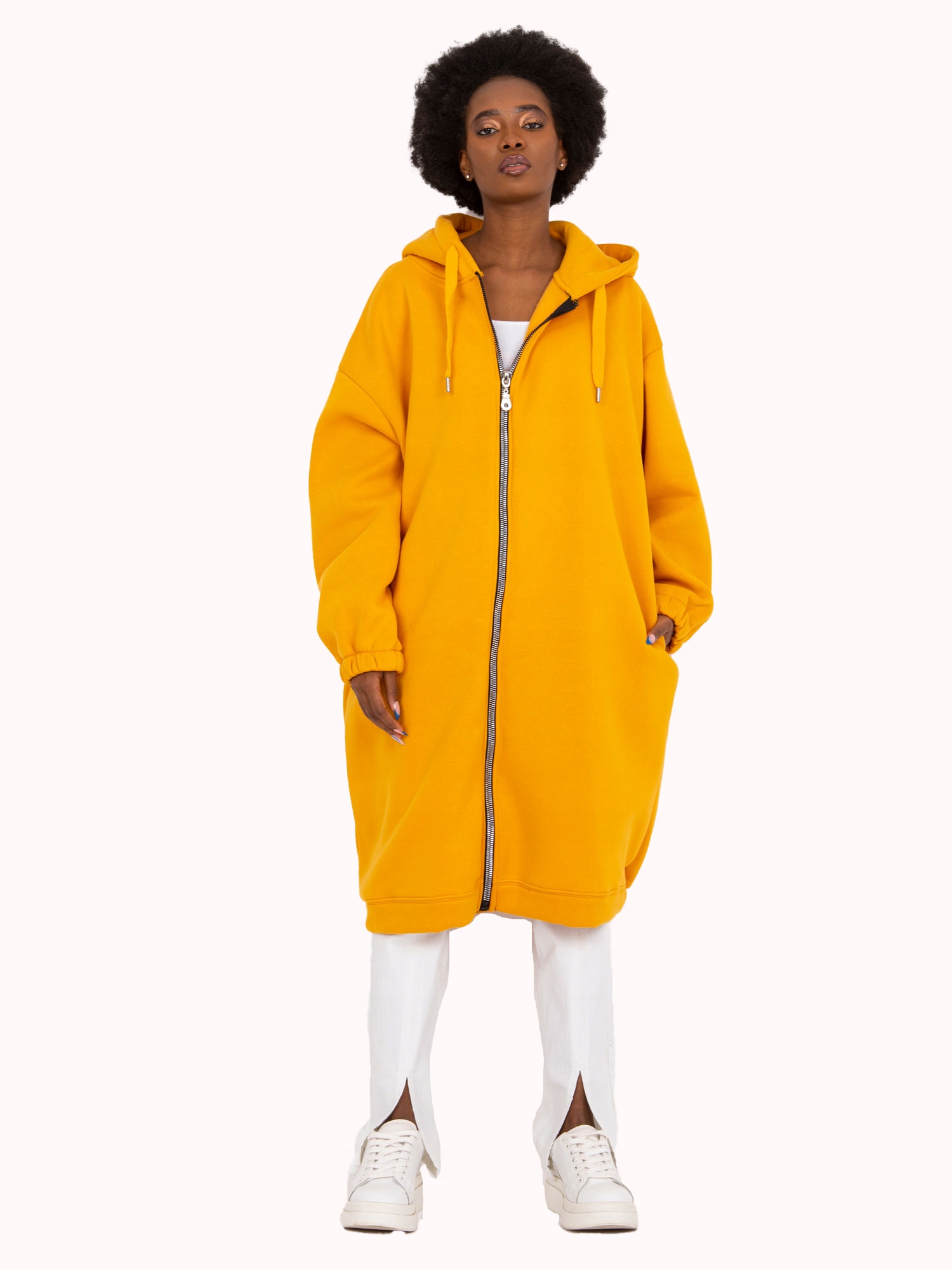 

Długa Bluza Damska basic rozpinana kaptur - L/XL