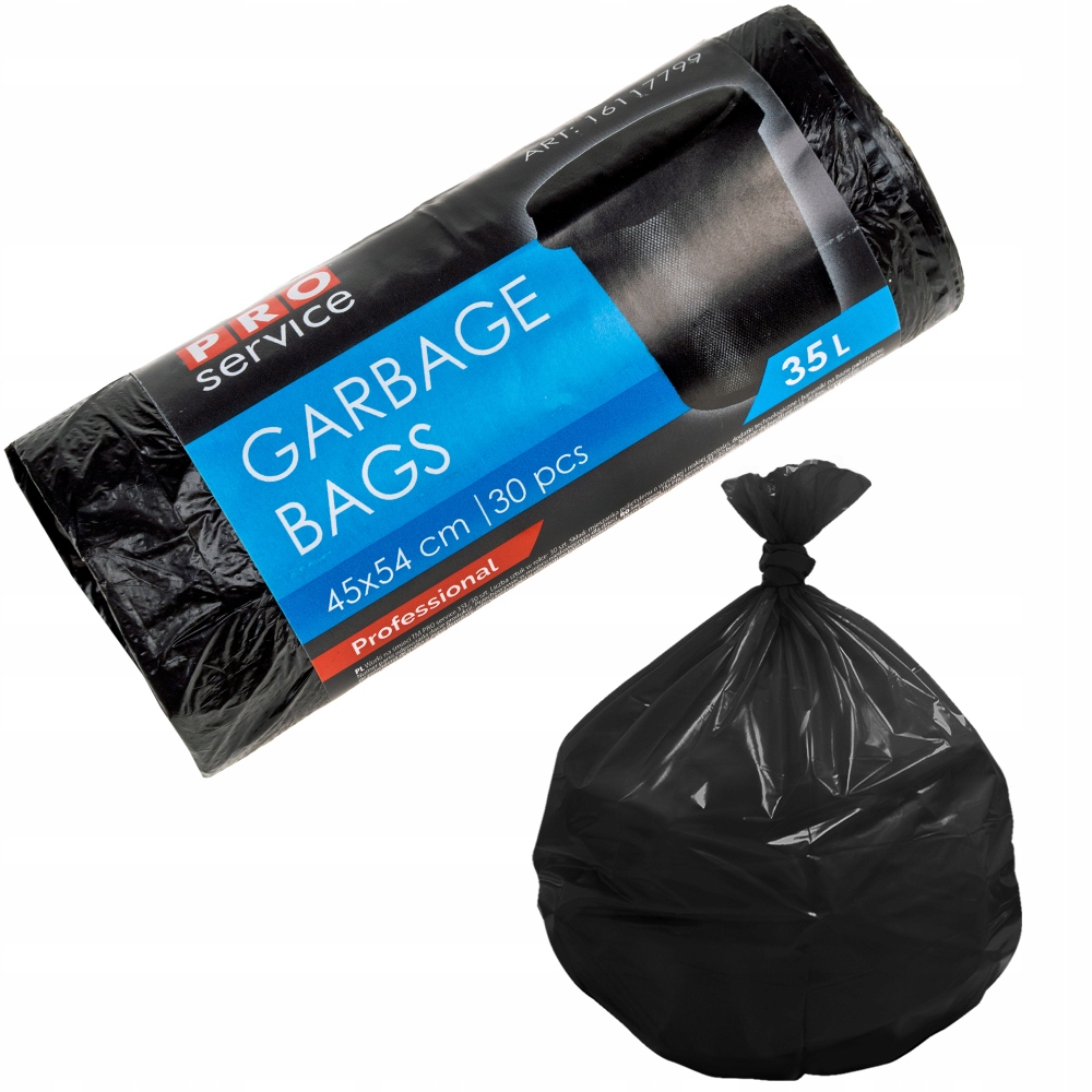 Levně Karton 70 ks Pro Service Pytle na odpadky Silné Černé Ldpe 35L 30 Kusů