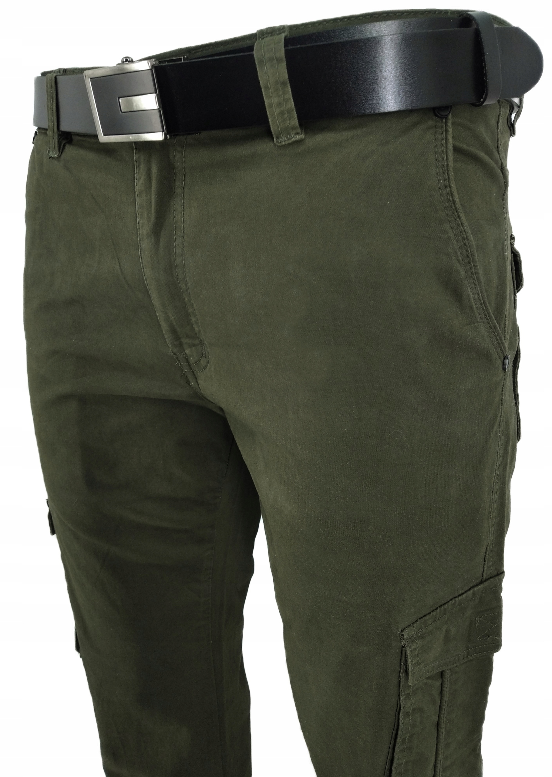 SPODNIE MĘSKIE BOJÓWKI OLIWKOWE ZIELONE W46 PAS: 112-114 CM Kolor zielony
