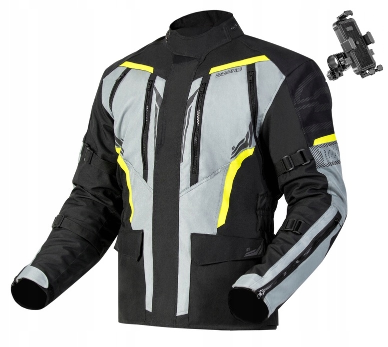 Textilná Bunda Ozone Tour III Black/grey/fluo Yellow XXL Úchyt zdarma
