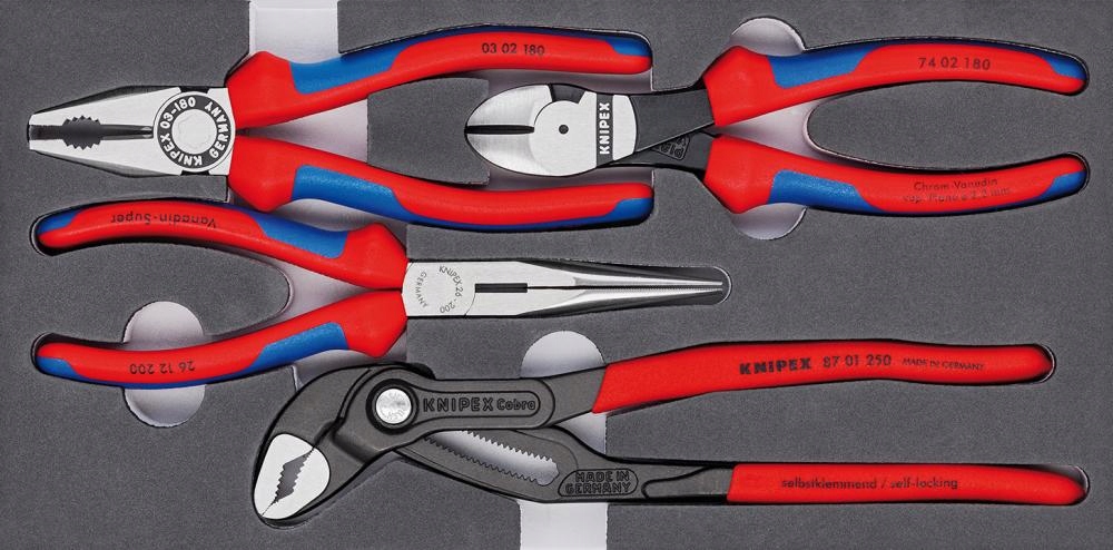 Sada kleští 4 ks s pěnovou vložkou do zásuvky 00 20 01 V15 Knipex