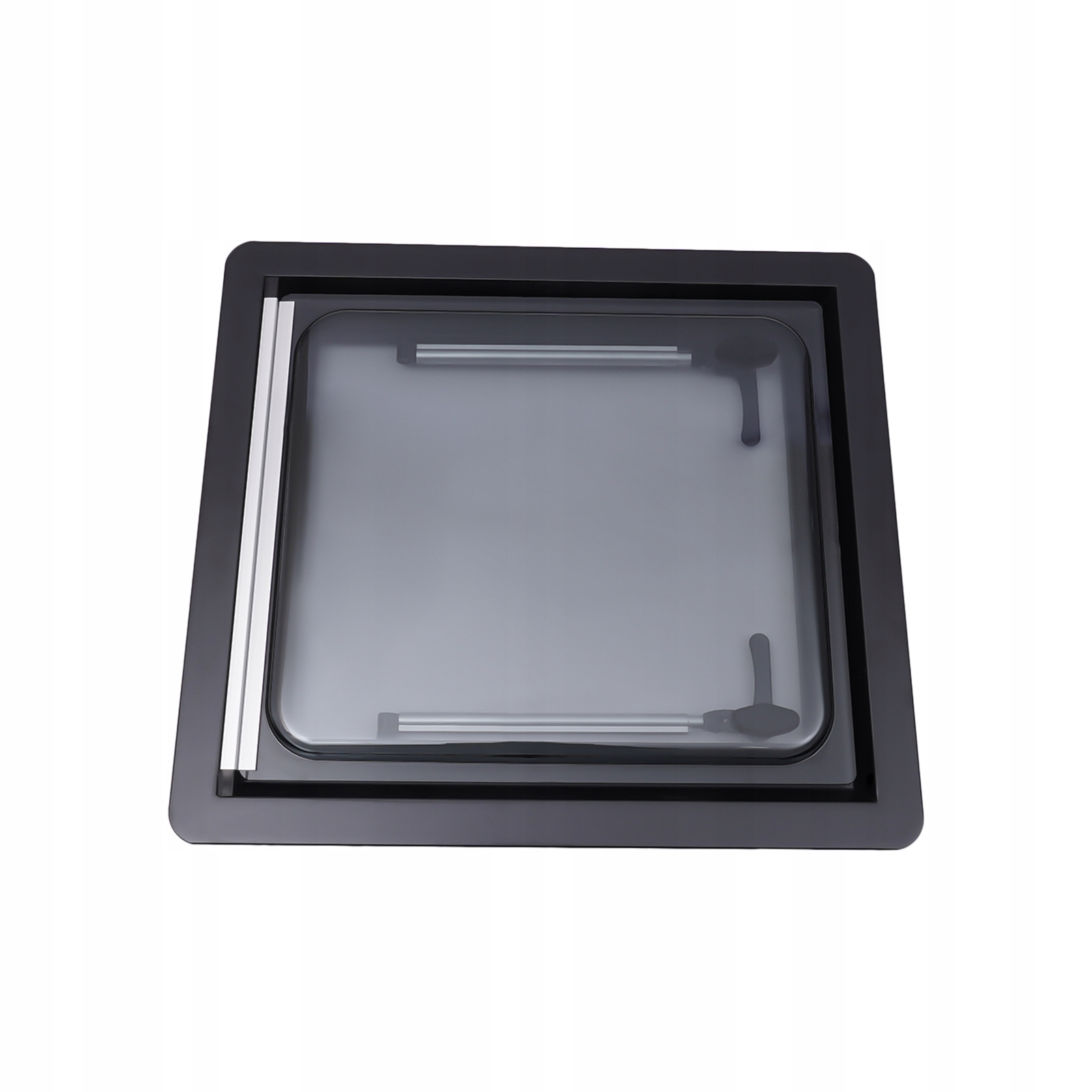 Okno dachowe do kampera 450x500MM, otwierane na zewnątrz o 70°, akryl dwuwarstwowy