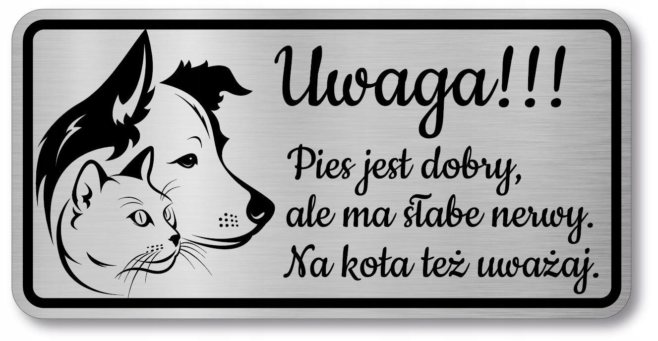 

Tabliczka Uwaga pies i kot śmieszna