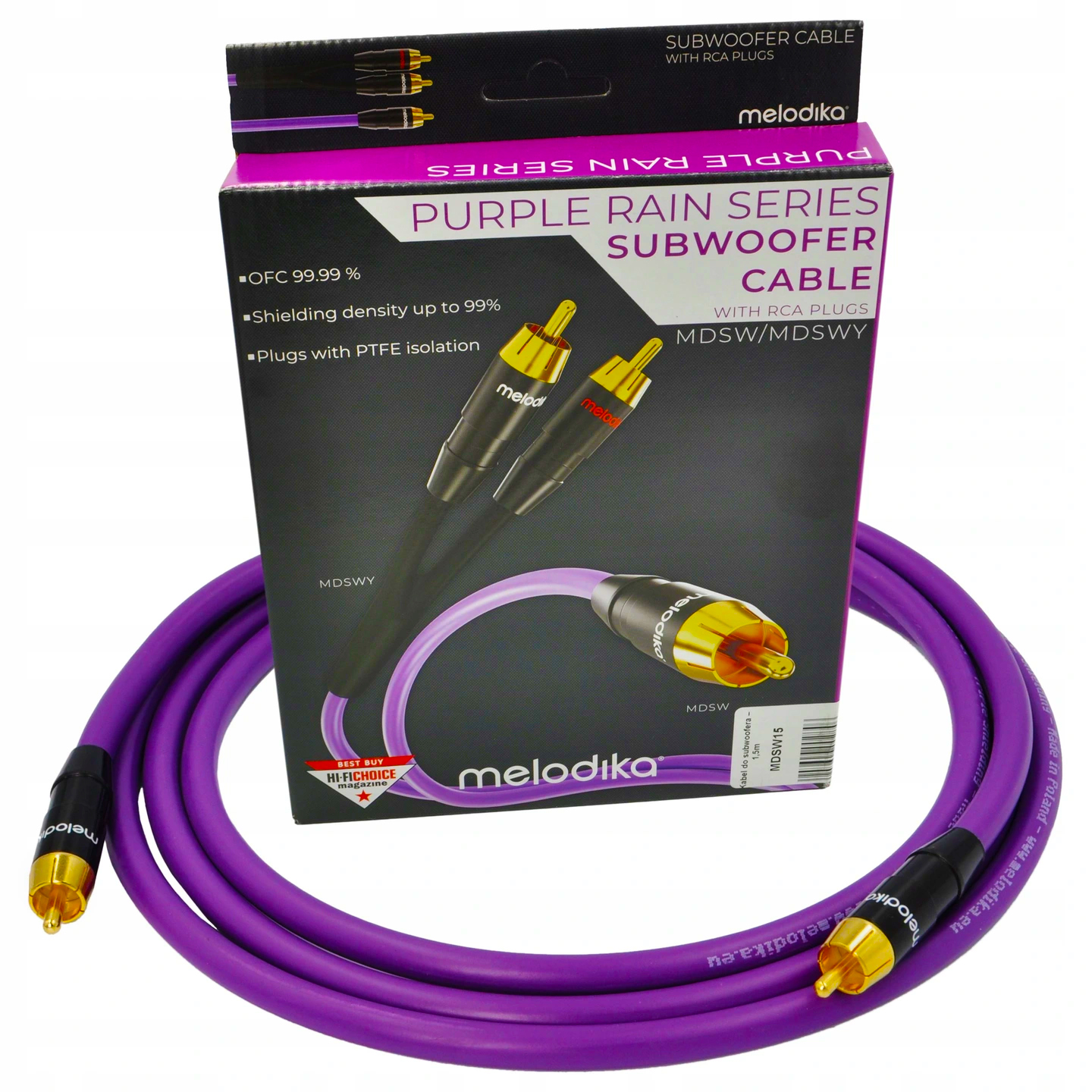 

Melodika MDSW15 Kabel Rca Do Subwoofera 1,5m