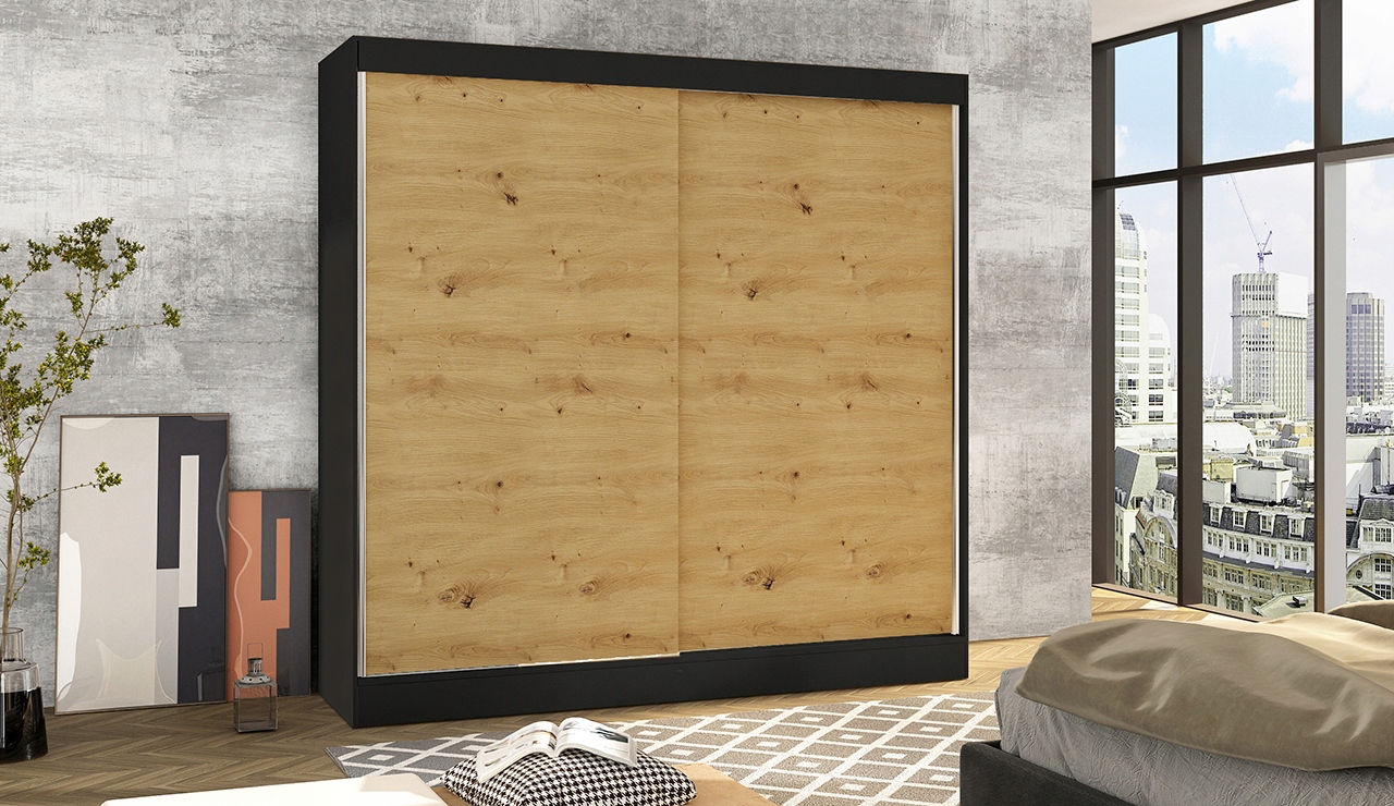 SZAFA PRZESUWNA Basti X 200cm GARDEROBA duża Liczba drzwi szafa dwudrzwiowa