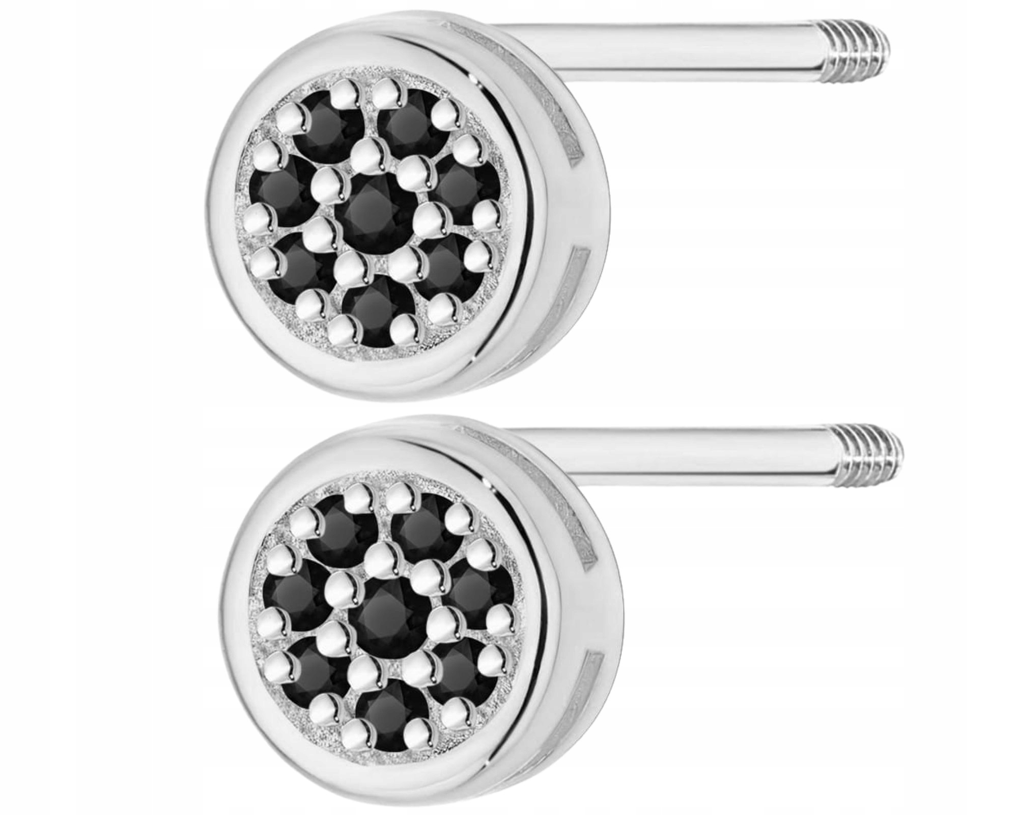 Bílé Zlato Náušnice S Černým Briliantem Šroubovací Tyčinka Zlato 585 Dárek