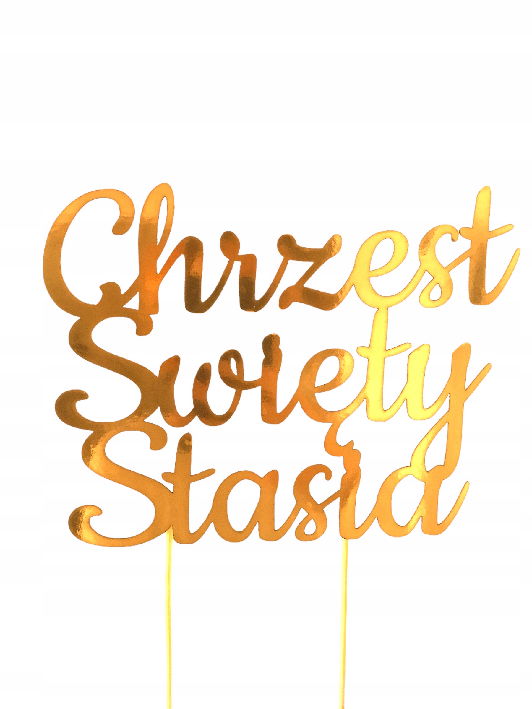 

Topper Chrzest Święty Napis Z Imieniem Złoty Lustr