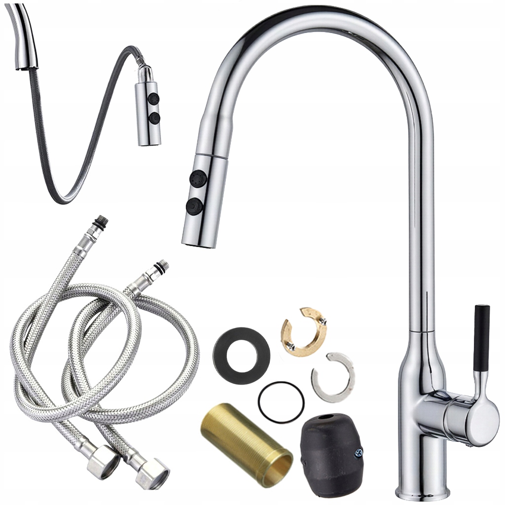 Kuchyňská Baterie Vytahovací Sprcha Chrom Flexibilní Moderní Design