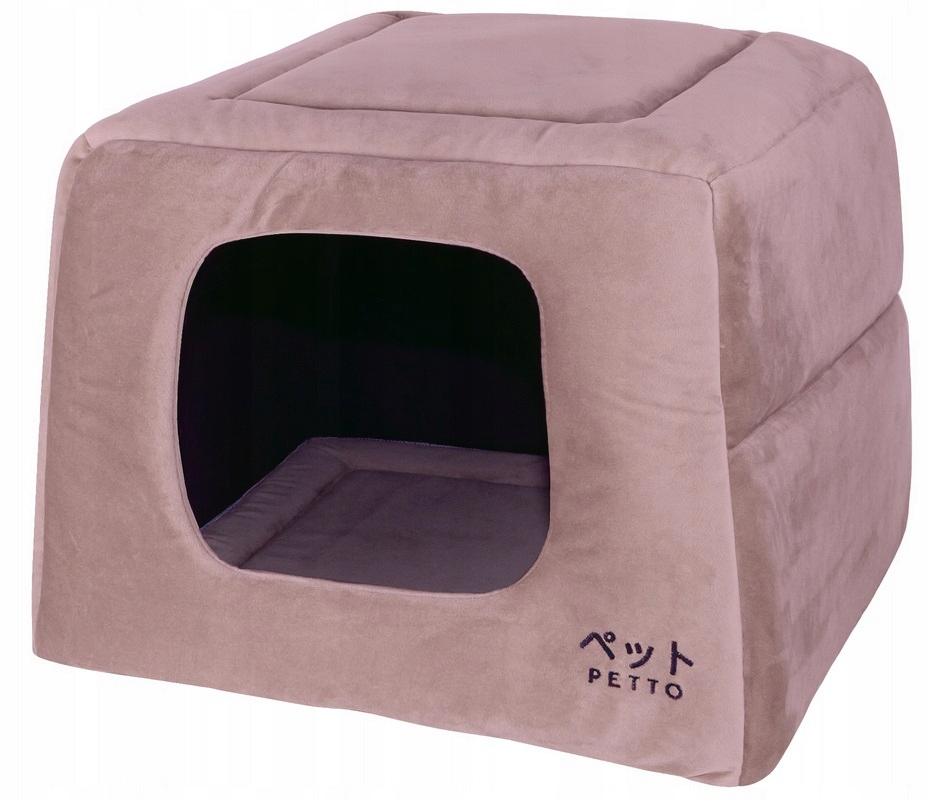 Levně Domeček pro pro kočky psa Petto Velvet pelíšek plyšový 2v1 potah Růžový