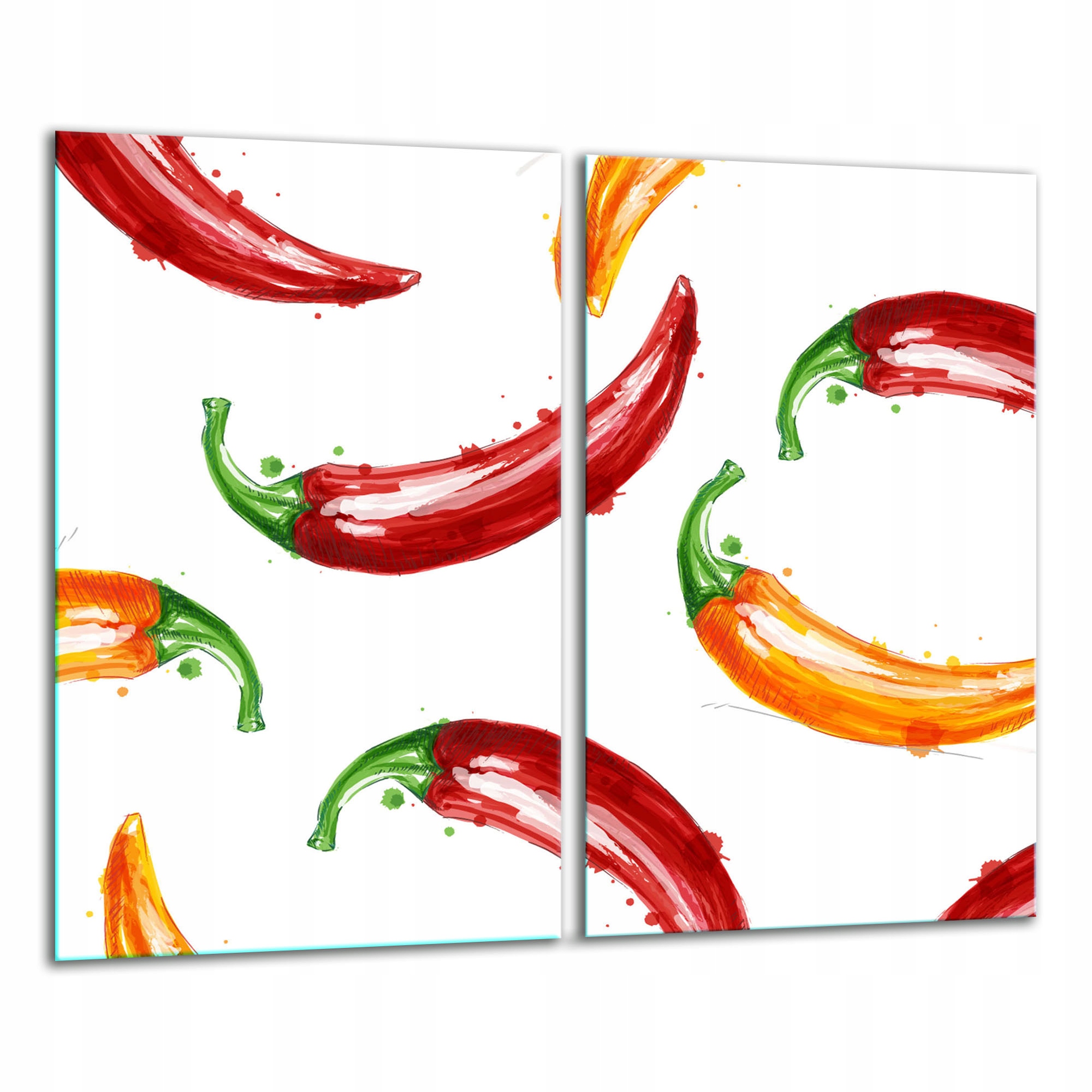 Skleněná Krájecí Deska 2x 30x52 Paprika Tvrzené Sklo Kuchyně 7v1