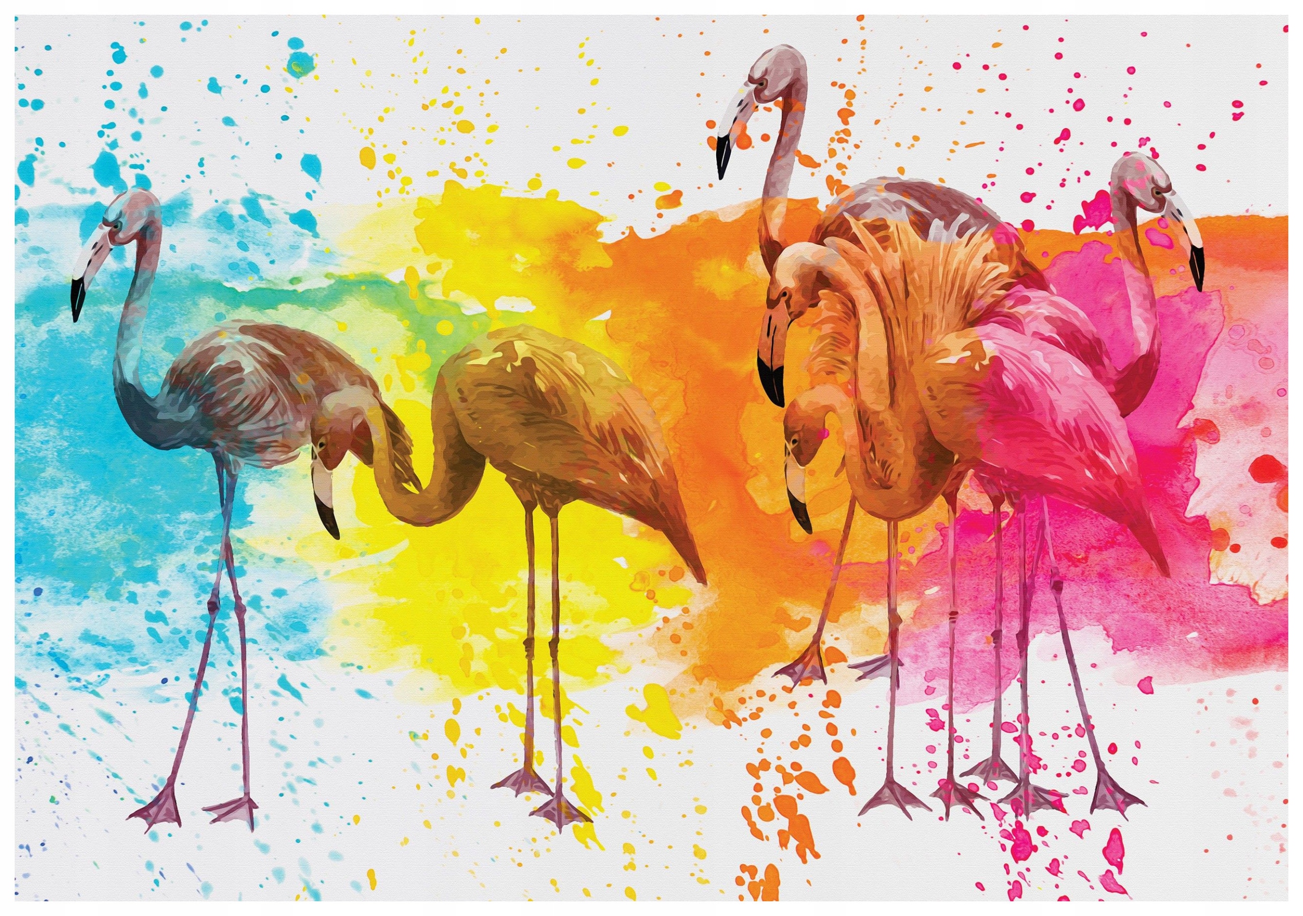 Vliesová fototapeta Flamingi Akvarely Farebný raj 368x254 lepidlo