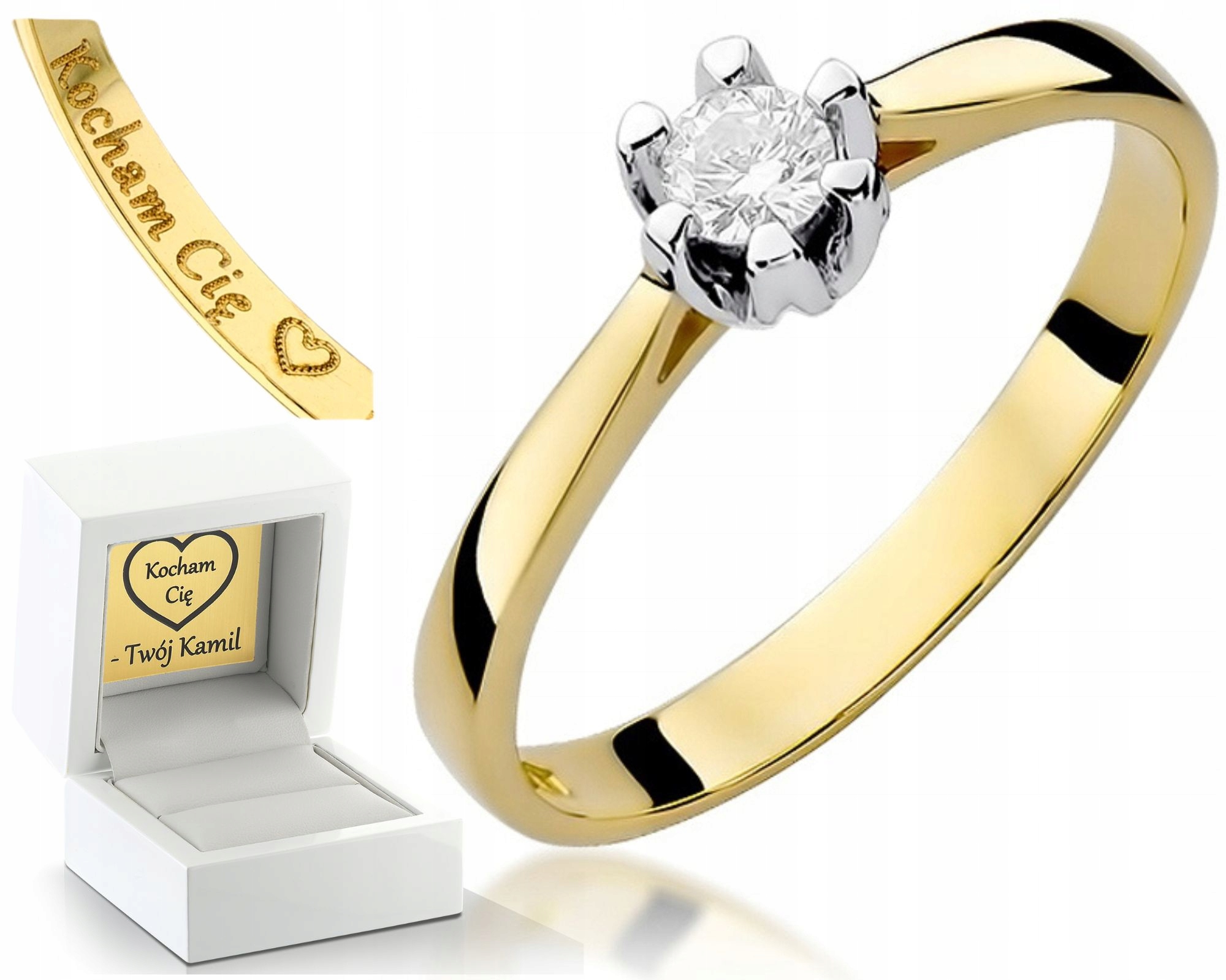 Zlatý Prstýnek S Briliantem 585 Gravírování Bonus Zásnubní Dárek