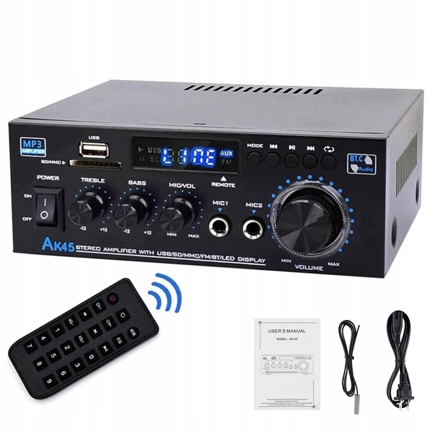 Zesilovač Hi-fi Stereo Bluetooth Rádio Digitální Zesilovač Výkonu