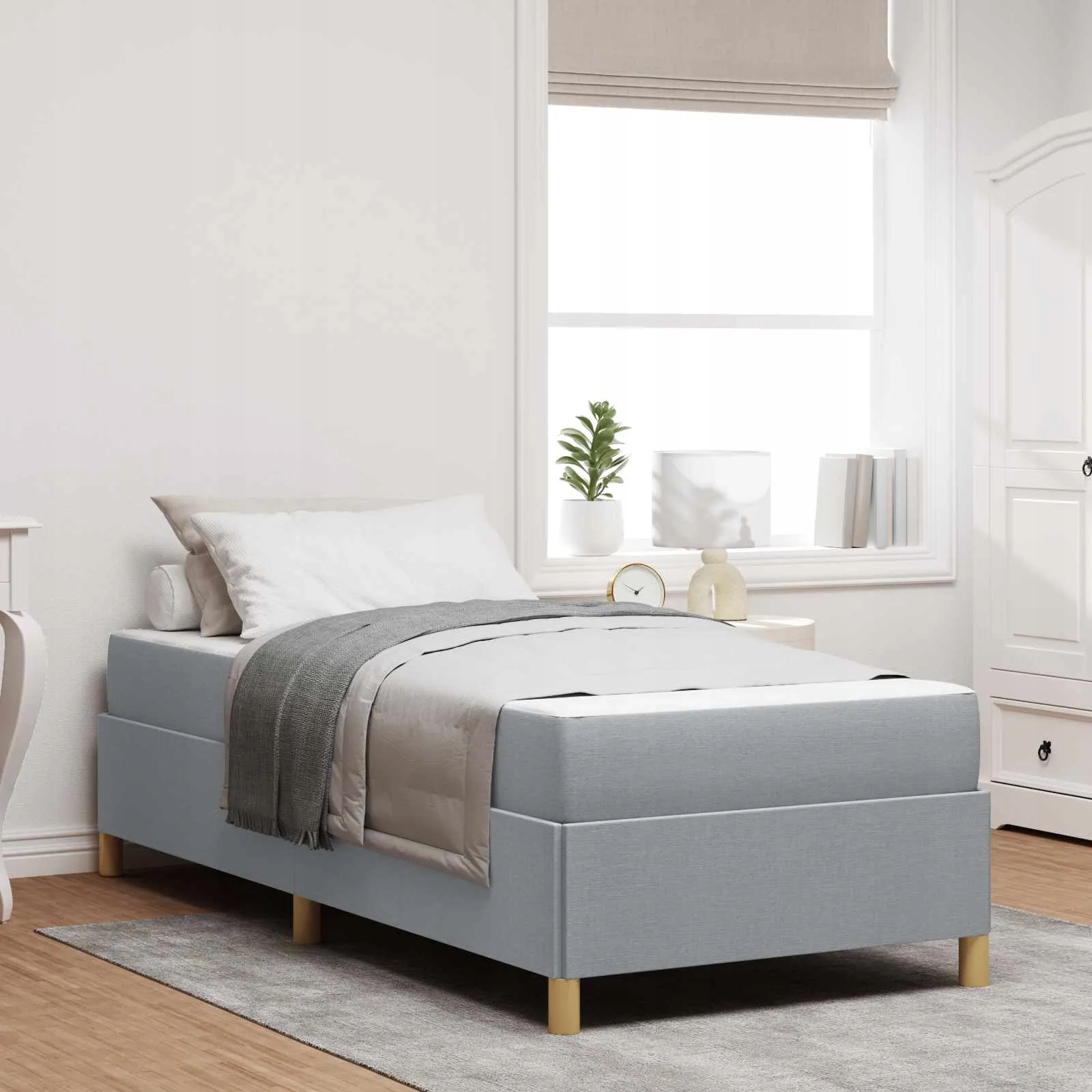 vidaXL Rám postele s matrací Světle šedá 80 x 200 cm textil
