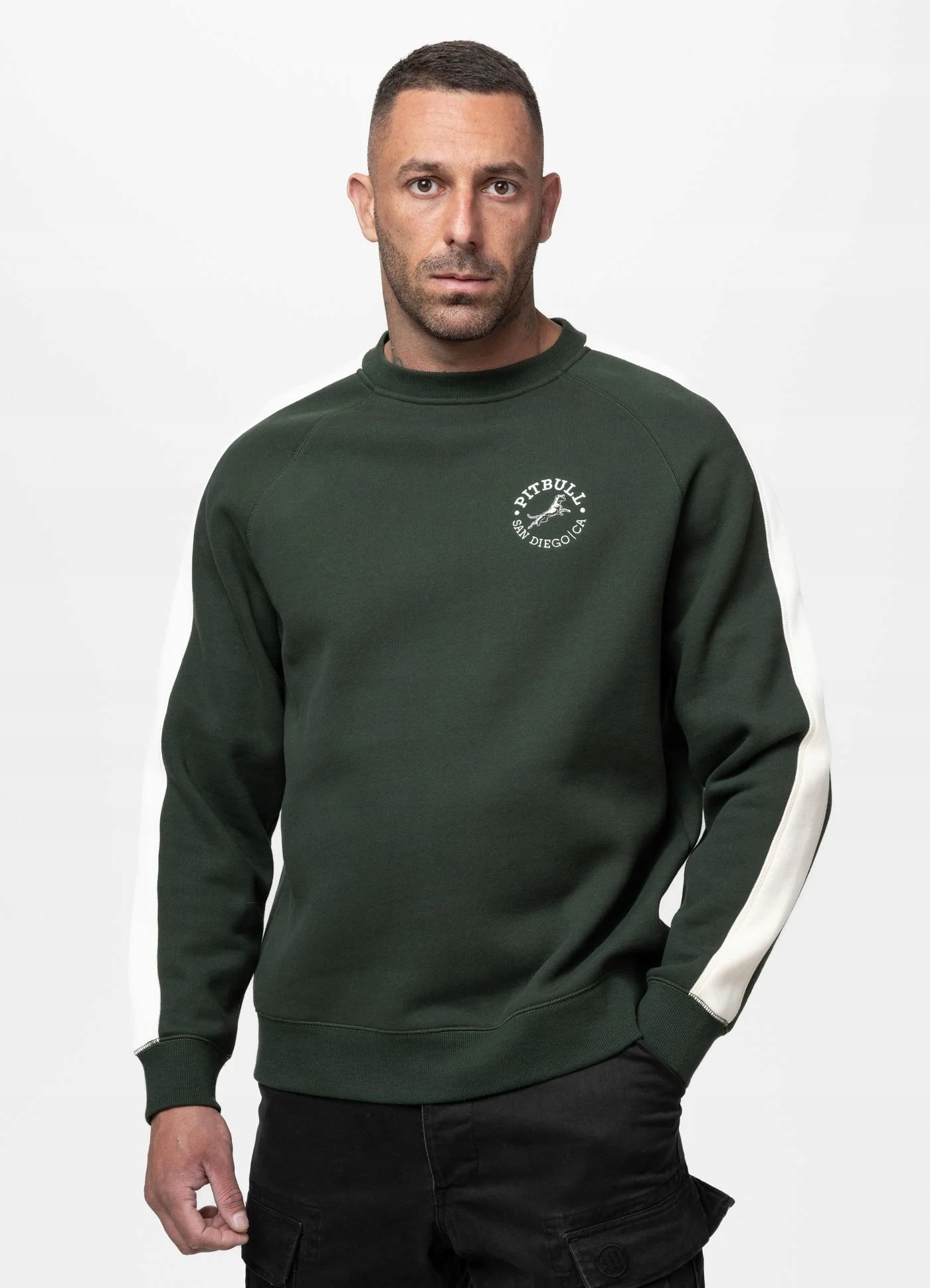 Pánská Mikina Crewneck Pit Bull West Coast San Diego Ca Zelená Sportovní XXL