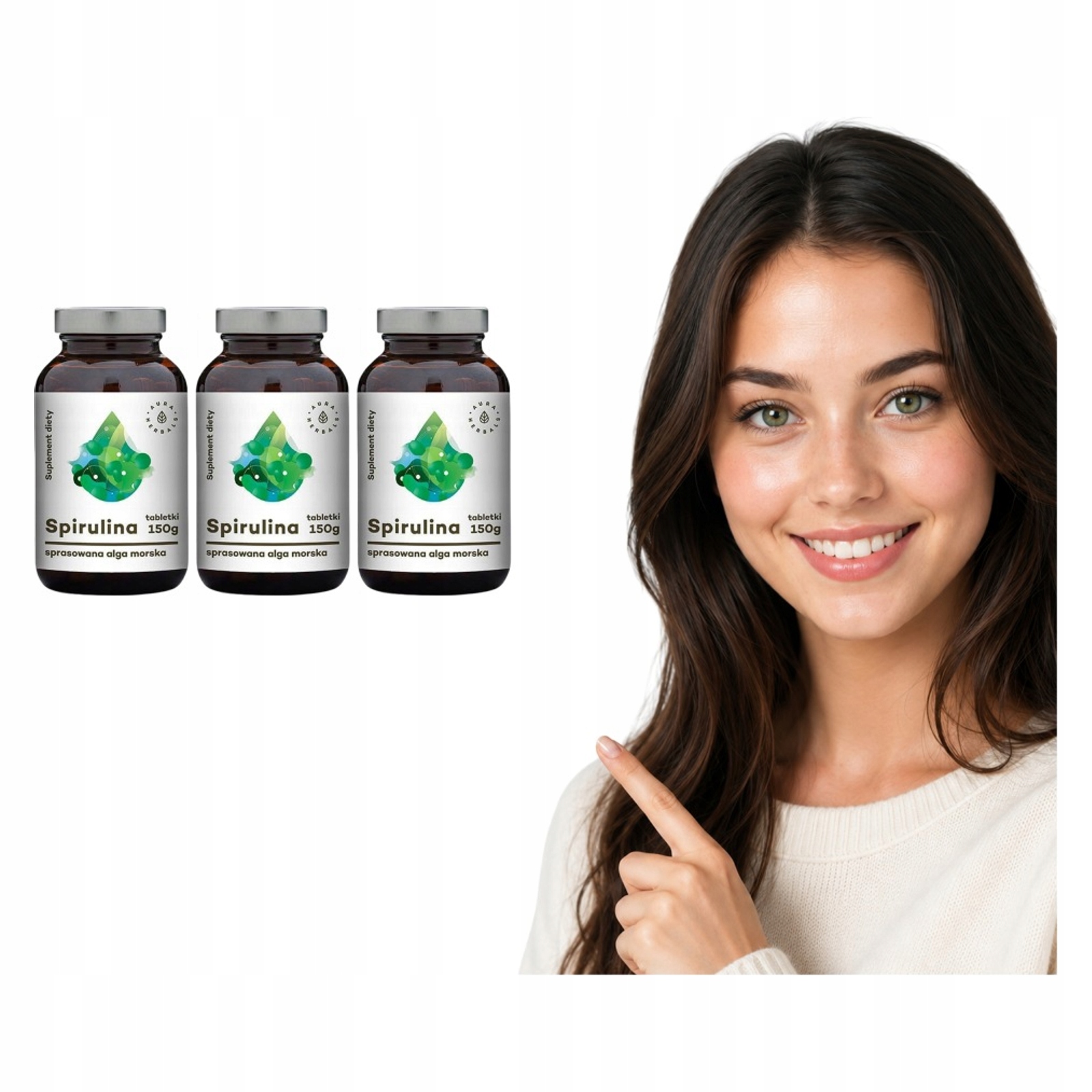 3x Spirulina Algi Aura Herbals Maxima 250 mg Vegan Chlorofil 600 tab. Supl.