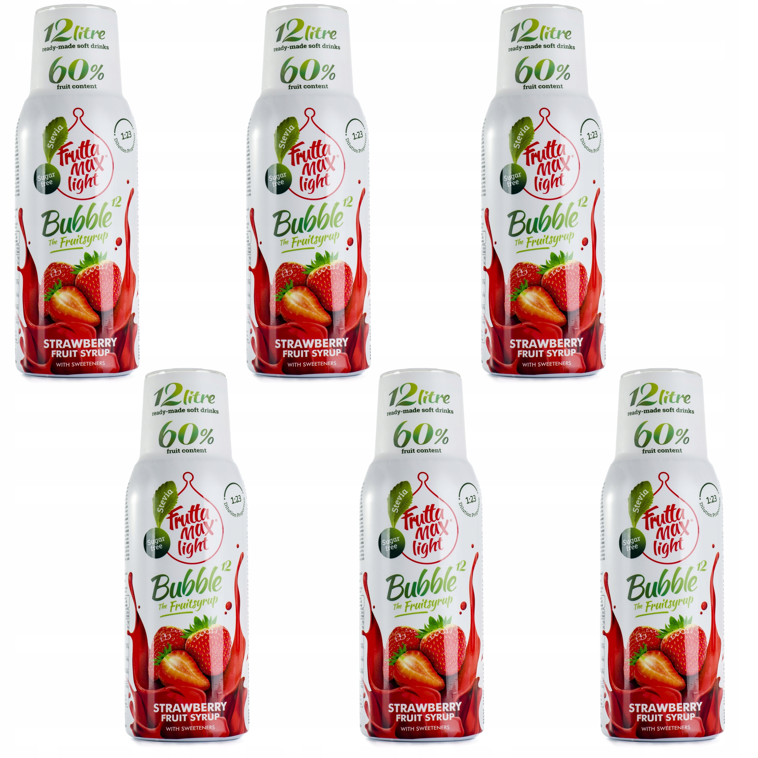 Ovocné sirupy Fruttamax Jahoda Light pro saturátor Soda Stream 6 kusů