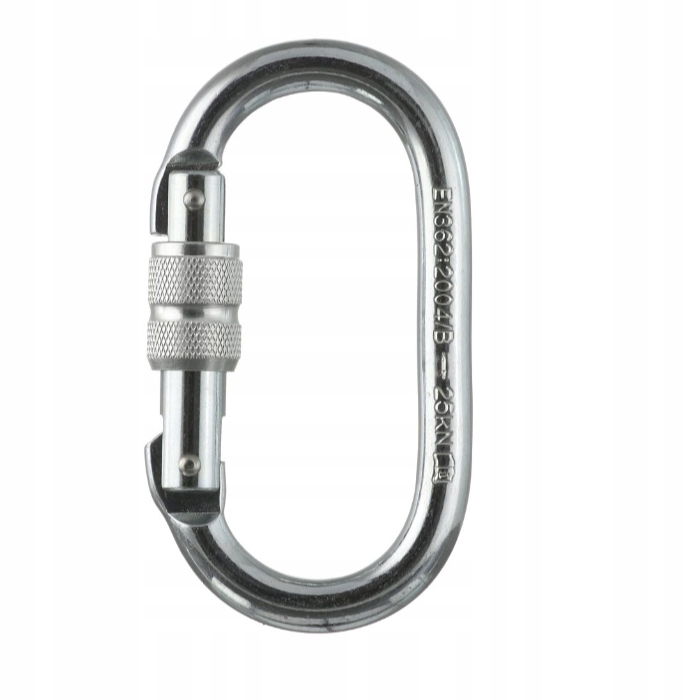 Karabinek stalowy zakręcany owalny Protekt - AZ 011 karabińczyk BHP 25kN