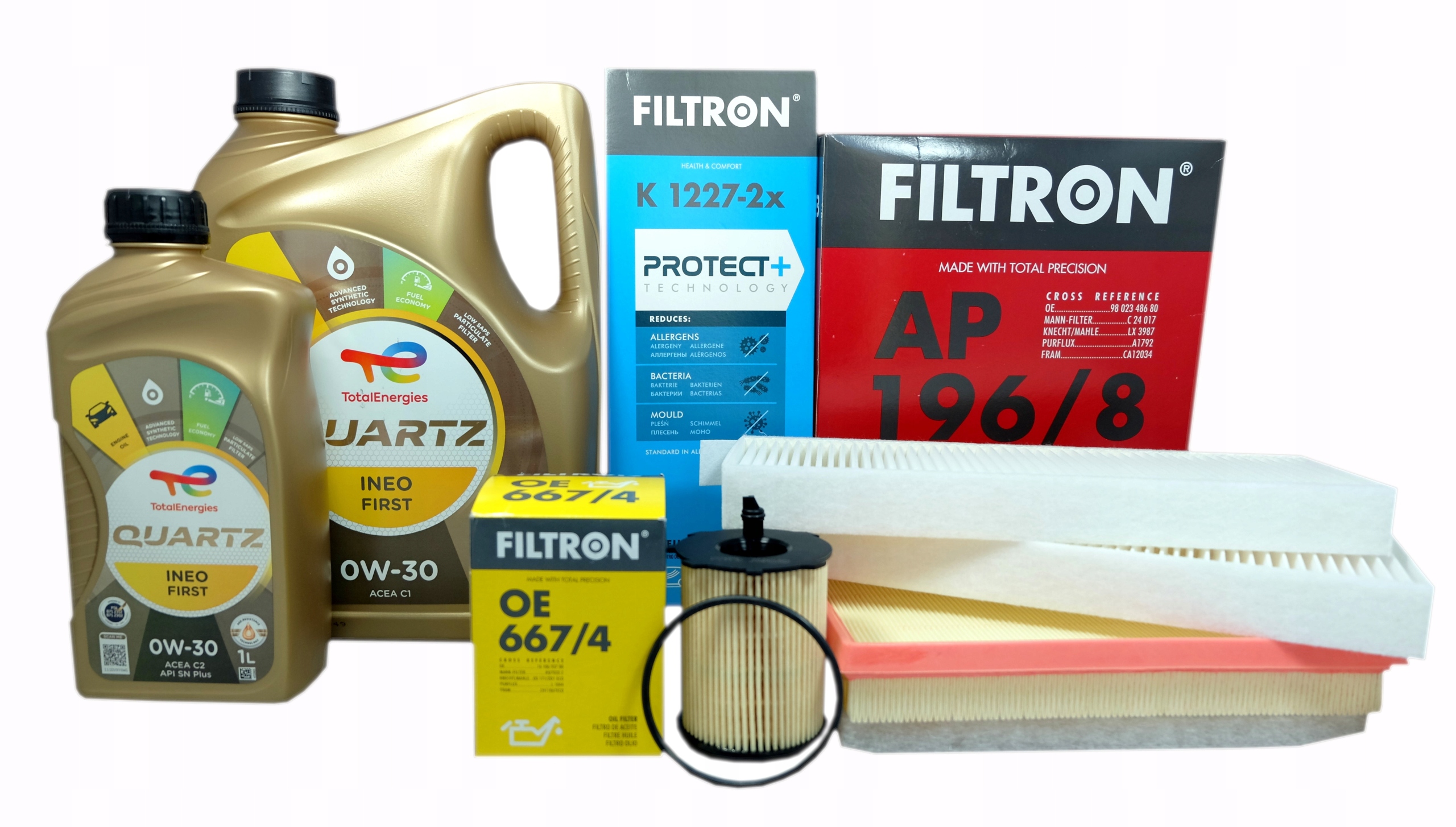 3 x filter Filtron olej 0w30 Total pre Citroen Jumpy 3 Spacetourer 1.6 HDi