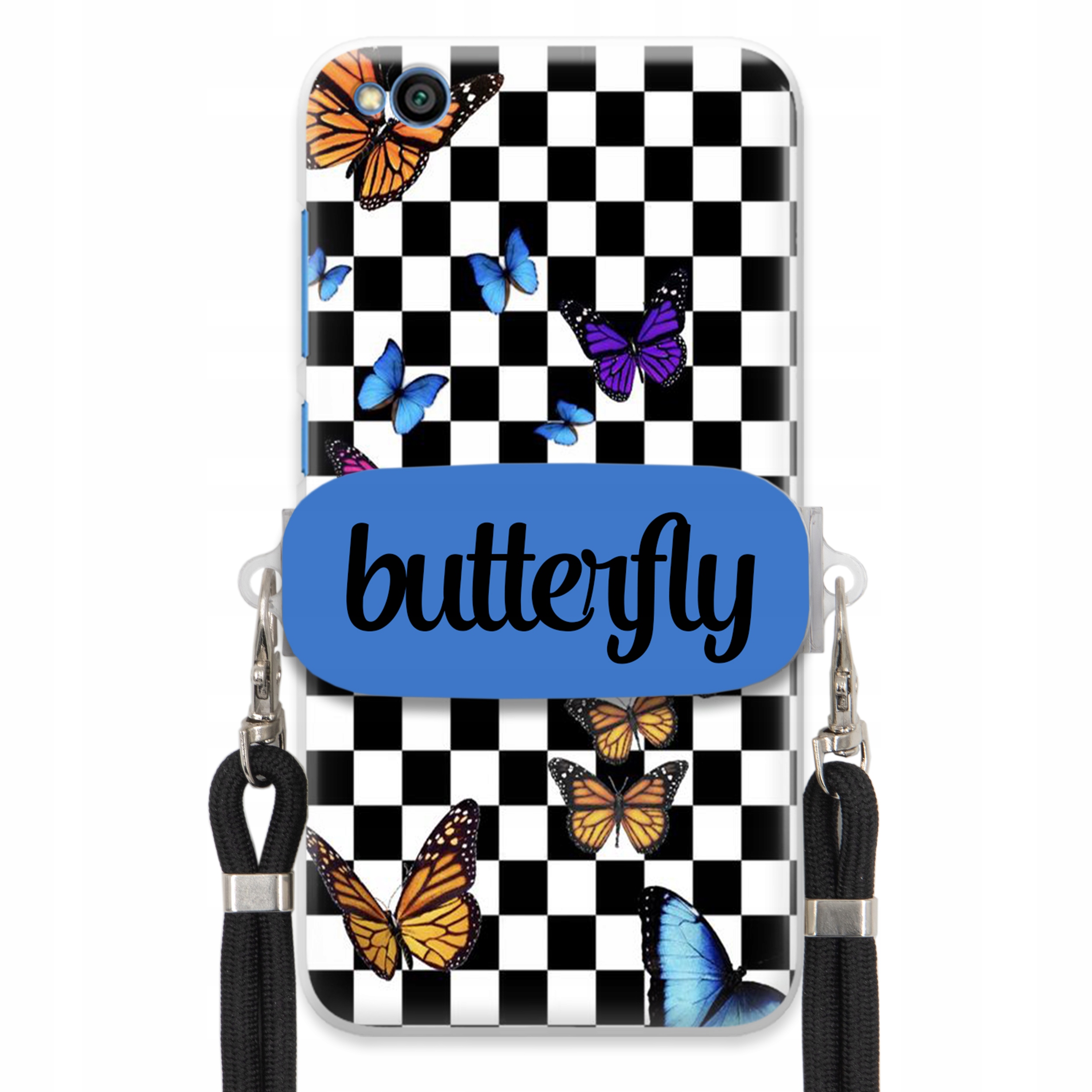 Puzdro Pre Xiaomi Redmi Go Case Obdĺžnikový Držiak Vodítko Butterfly Motýle