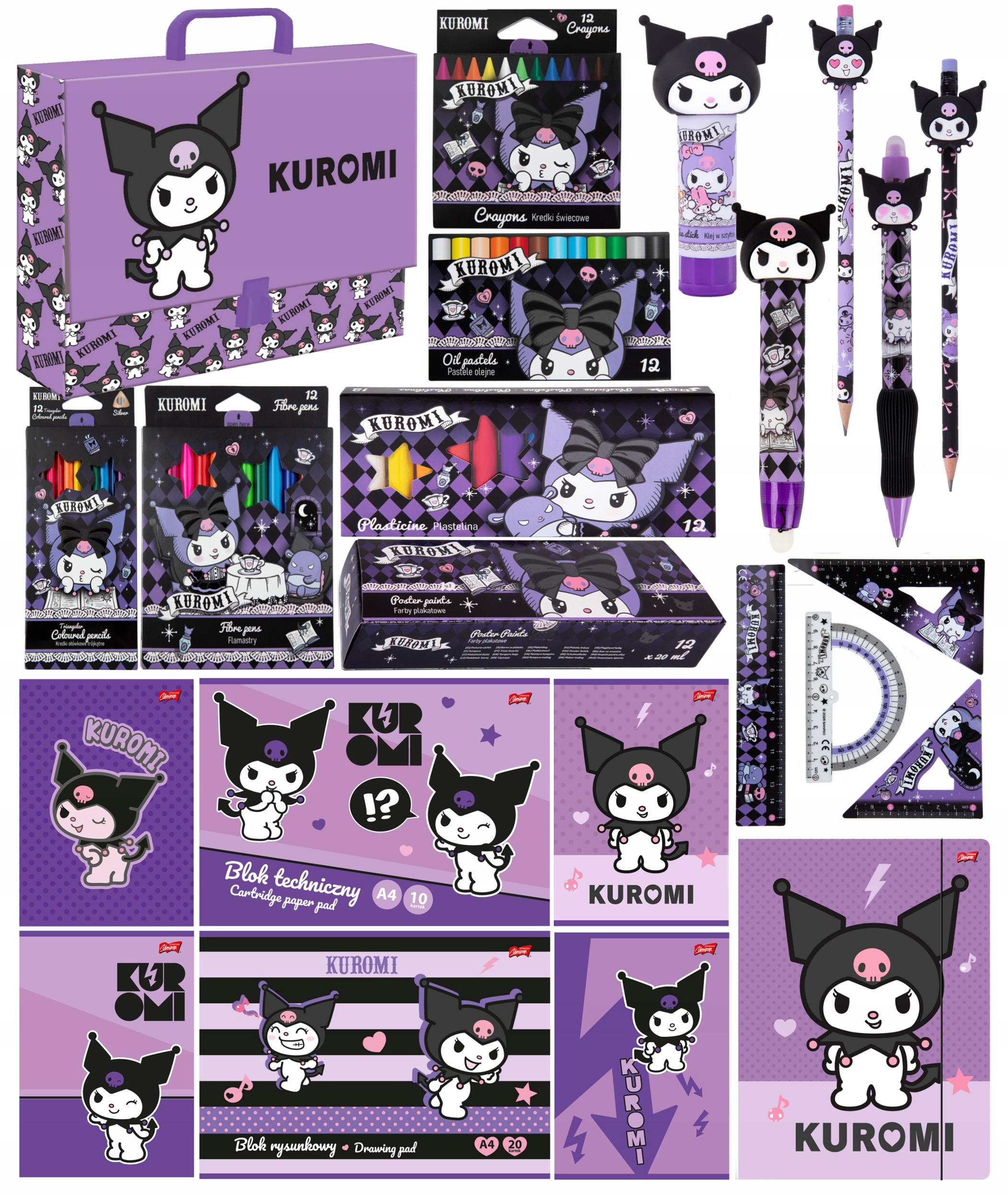 Kuromi Wyprawka Szkolna Zestaw Plastyczny W Teczce Z Rączką Kuromi Black