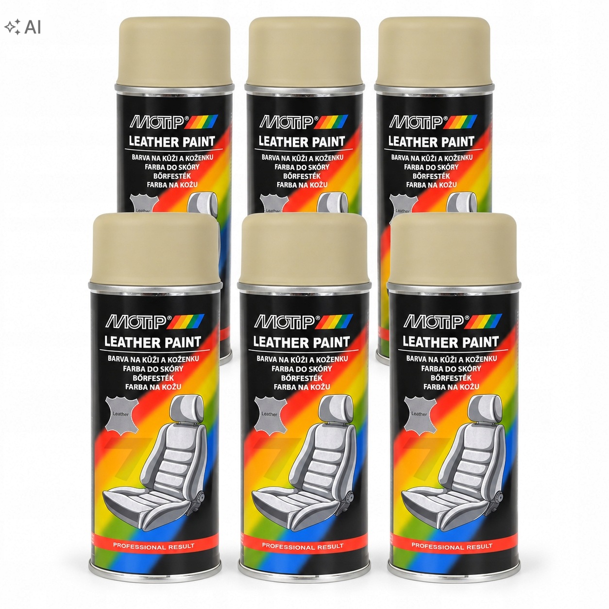Motip lakier do skóry beżowy 6x200 ml renowacja tapicerki zestaw