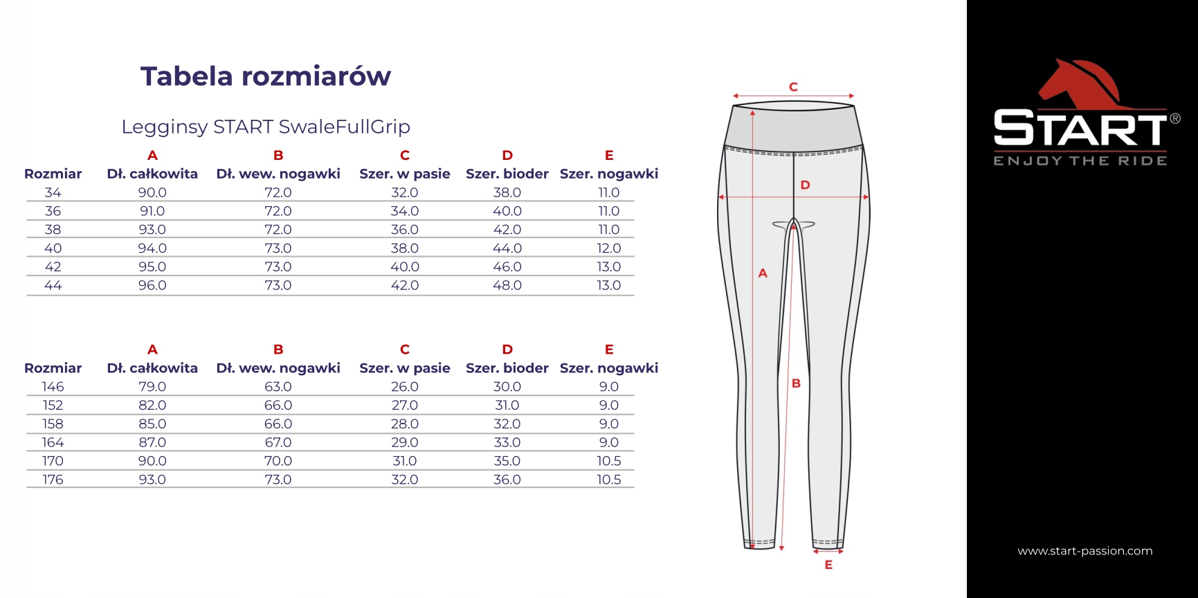Legginsy elastyczne START SwaleFullGrip damskie 42 Marka Start