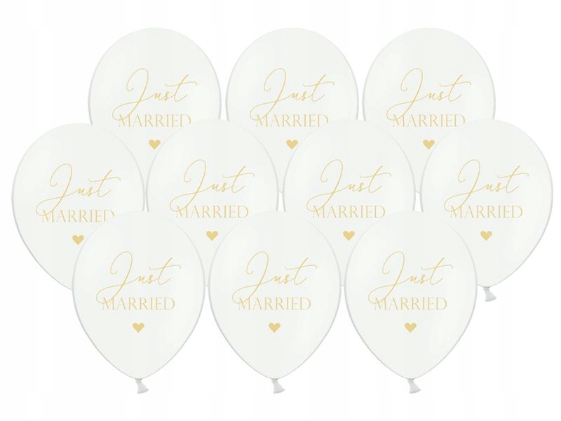 

Balony Białe Just Married Złoty 30cm 10szt