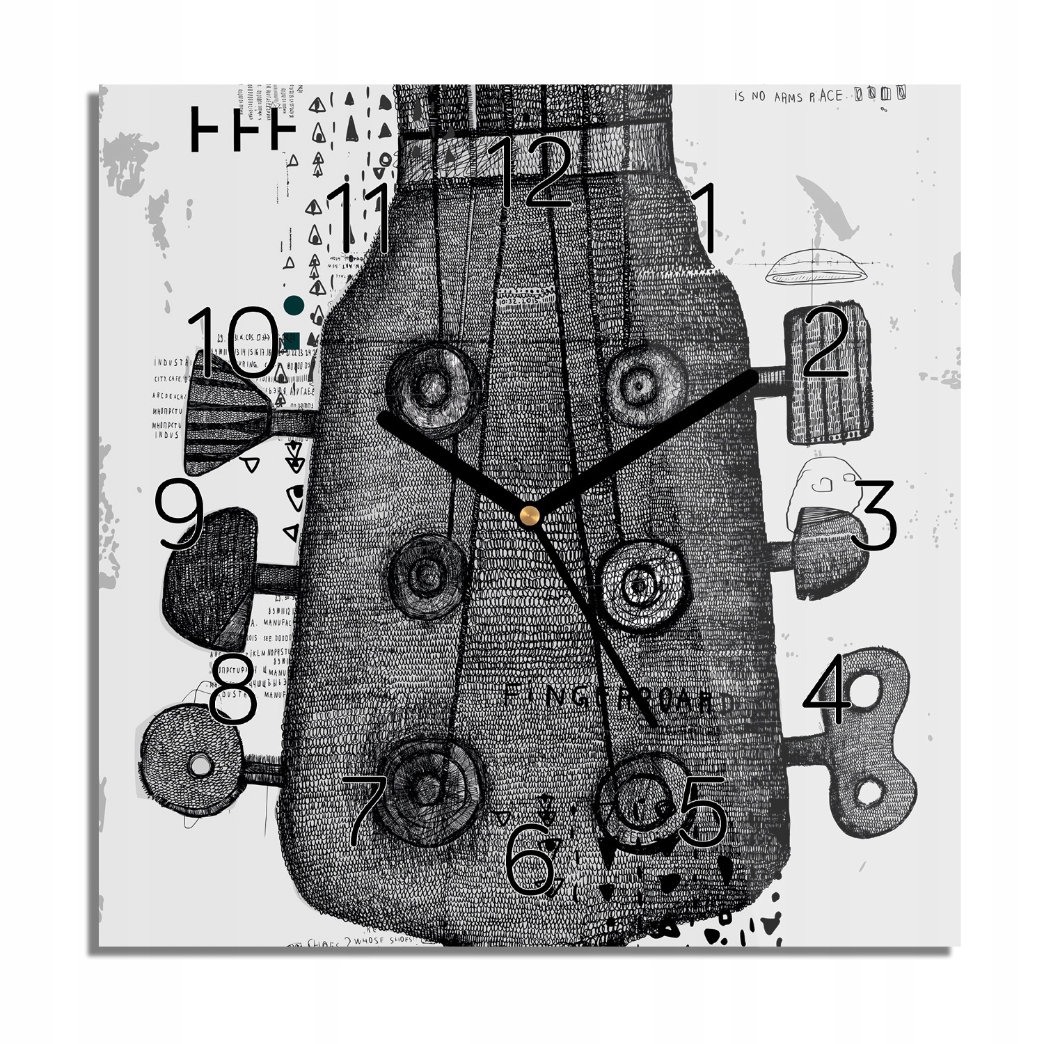 

Cześć gitary struny zegar na szkle ścienny 30x30