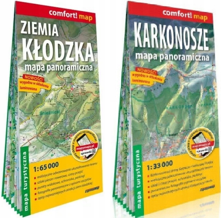 Ziemia kłodzka Karkonosze Mapa panoramiczna