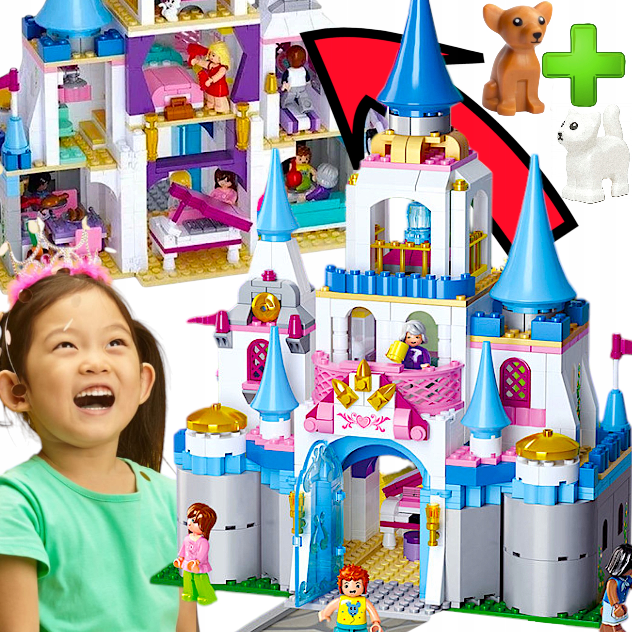 Klocki Zamek Disney Princess Lodowy Pałac Elzy, Kopciuszka +lego Zwierzątko