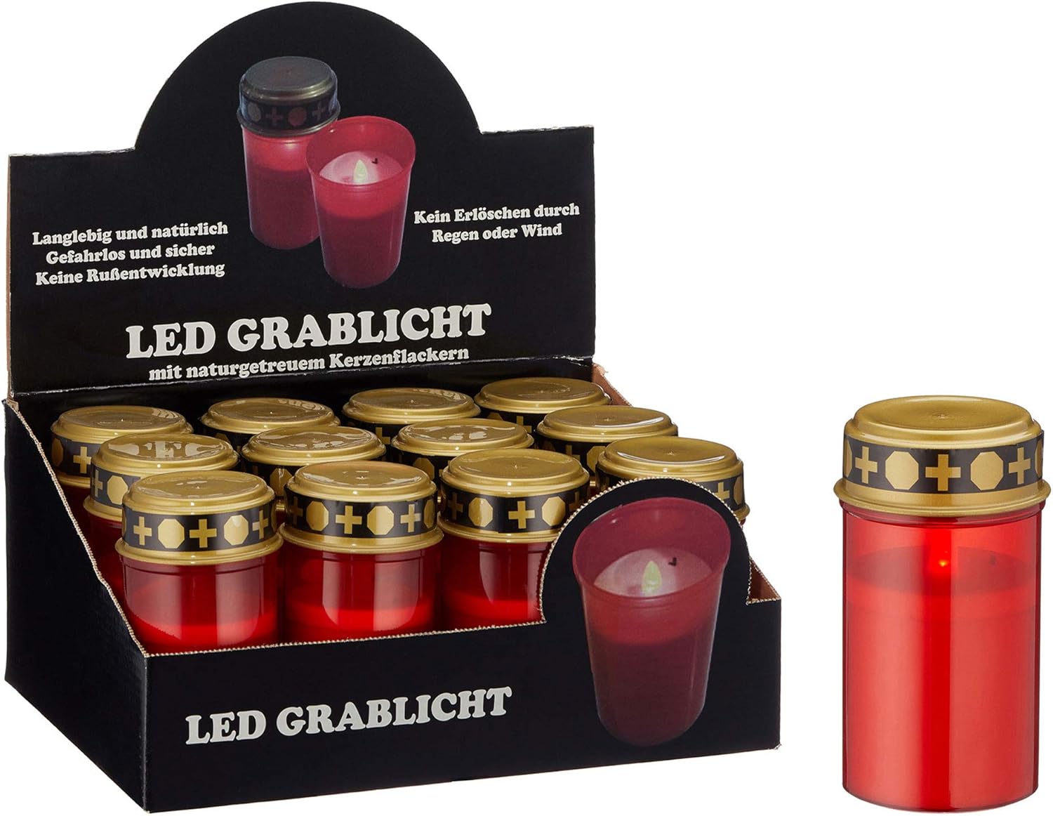 Led Svíčky 12 Kusů Červené Lampičky Na Baterie Hřbitovní Dekorace