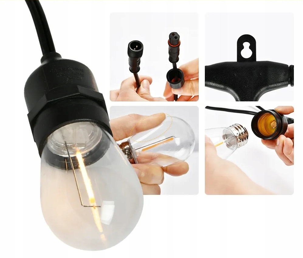 OŚWIETLENIE GIRLANDA ŚWIETLNA LAMPKI OGRODOWE ŚWIATEŁKA 20 ŻARÓWEK LED 10M Zastosowanie na zewnątrz