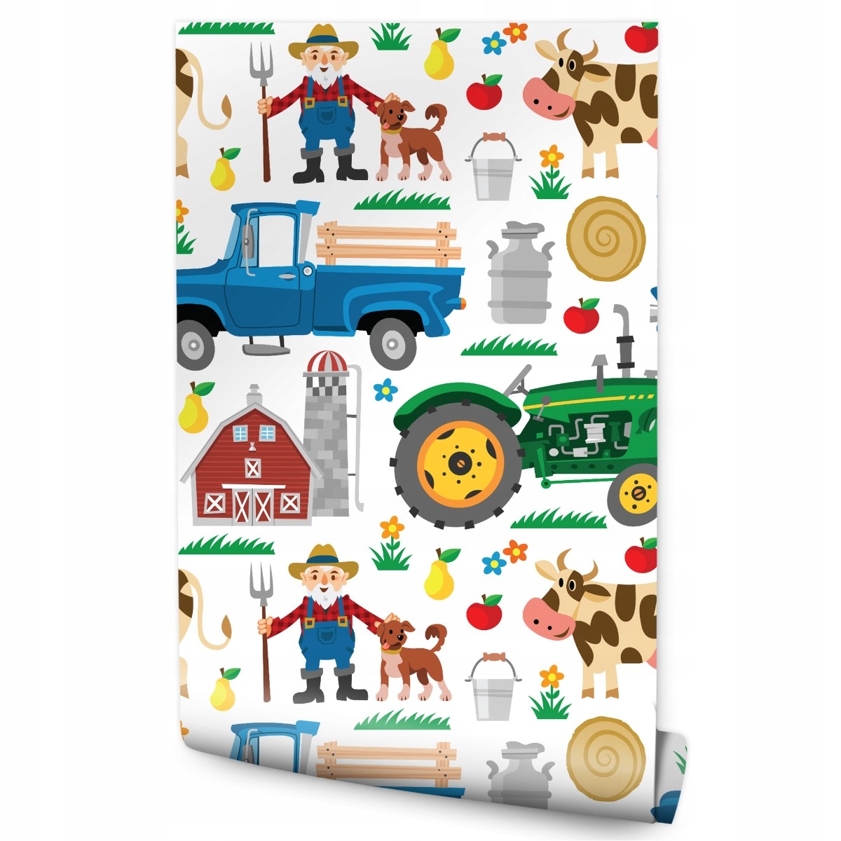 

Tapeta Dziecięca Zwierzątka Farma Traktory Natura