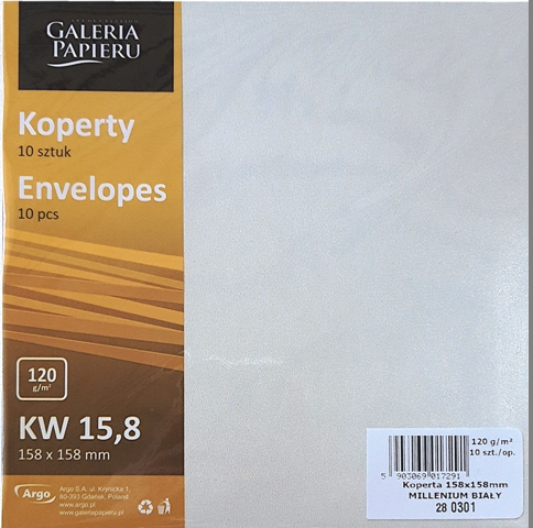 

Koperty kwadrat 158x158mm Millenium Biały 282301