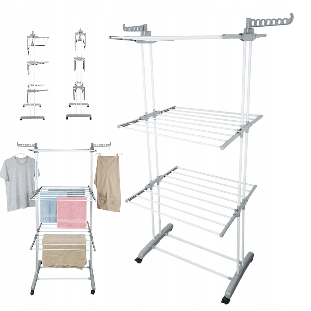 Sušák Se 3 Vrstvami A 2 Pohyblivými Lištami A Univerzálními Kolečky