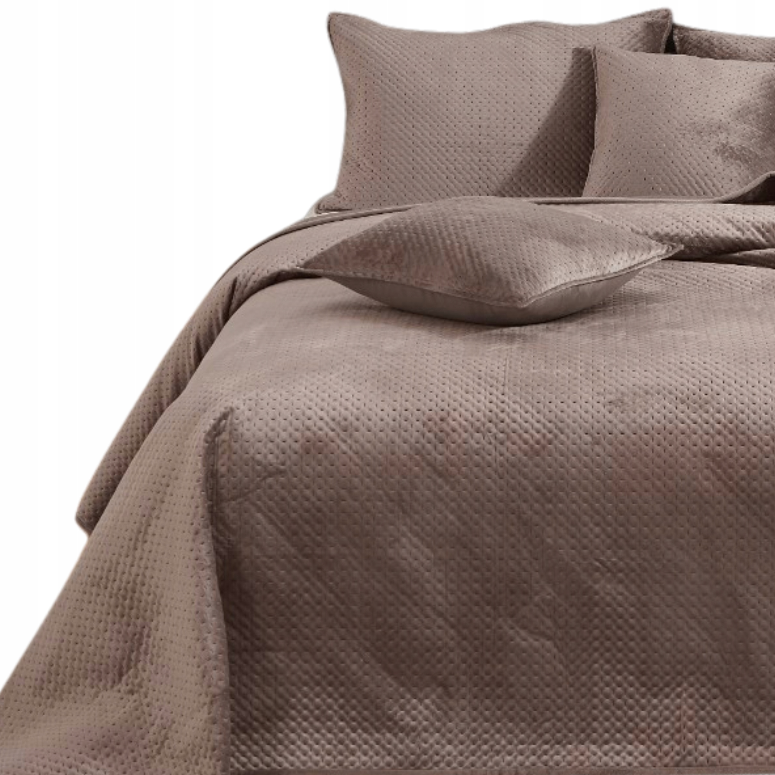 Přehoz Na Postel Prošívaný Velvet Kapa Koc Pled 140x200 Maya Hnědá