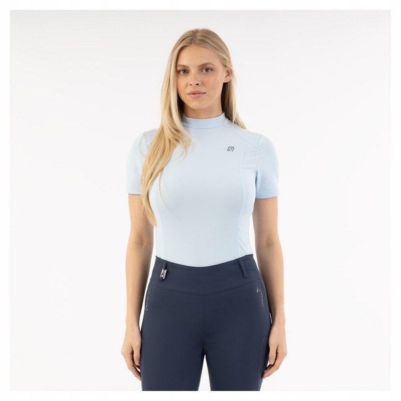 Koszulka jeździecka damska Anky Mockneck 26SS niebieska S Polygiene