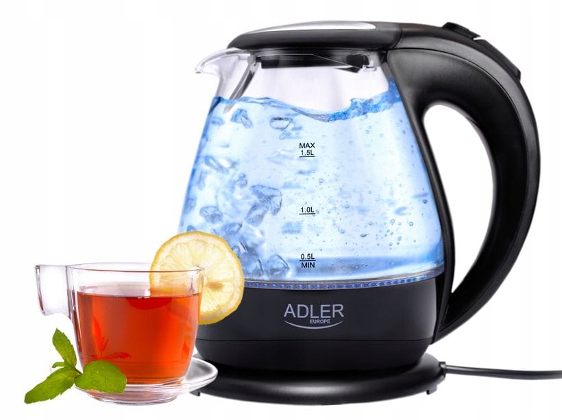 BEZDRÁTOVÁ SKLENĚNÁ RYCHLOVARNÁ KONVICE 1,5 L LED